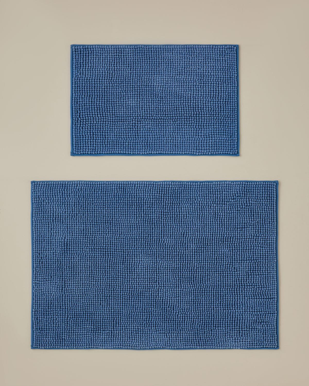 Macaroni Kaydırmaz Taban Banyo Paspası Seti 60x90 + 40x60 cm Mavi