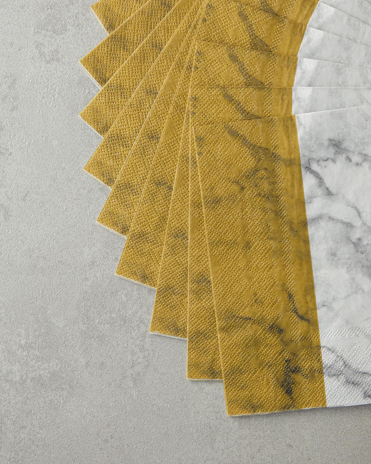 Marble Stripe 20'li Kağıt Peçete Gold