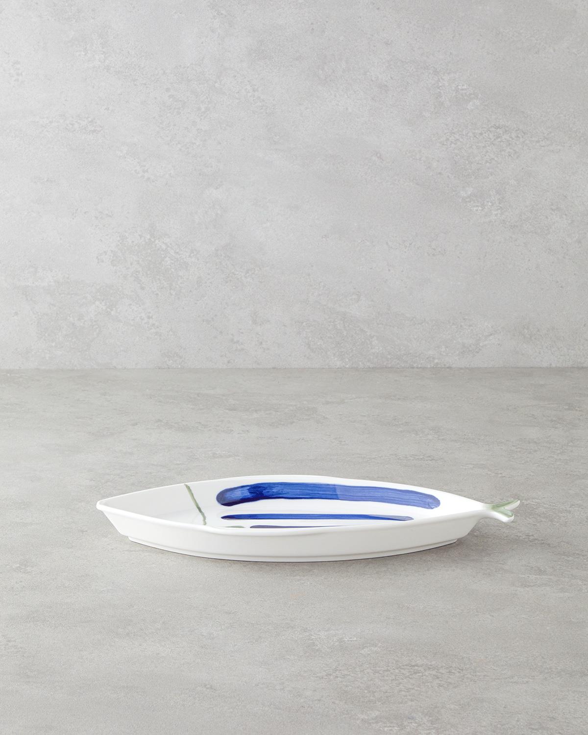 Marinique Porselen Kayık Tabak 32,5 cm Mavi-yeşil