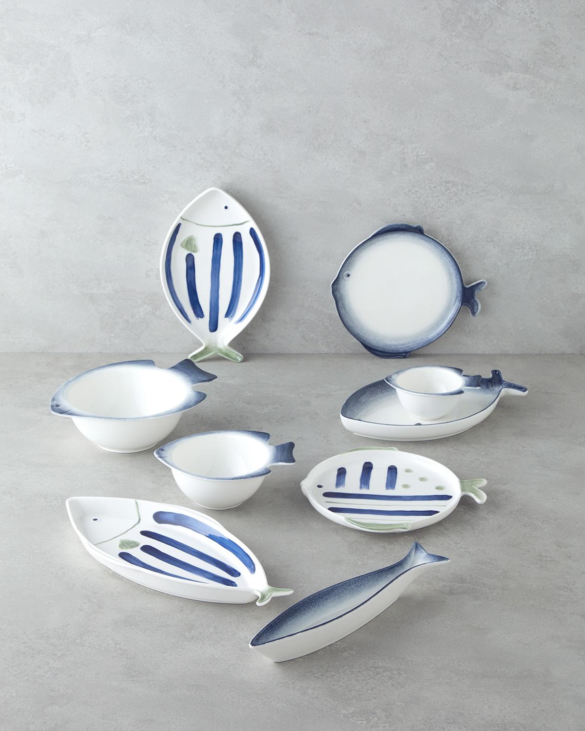 Marinique Porselen Pasta Tabağı 23 cm Mavi-yeşil