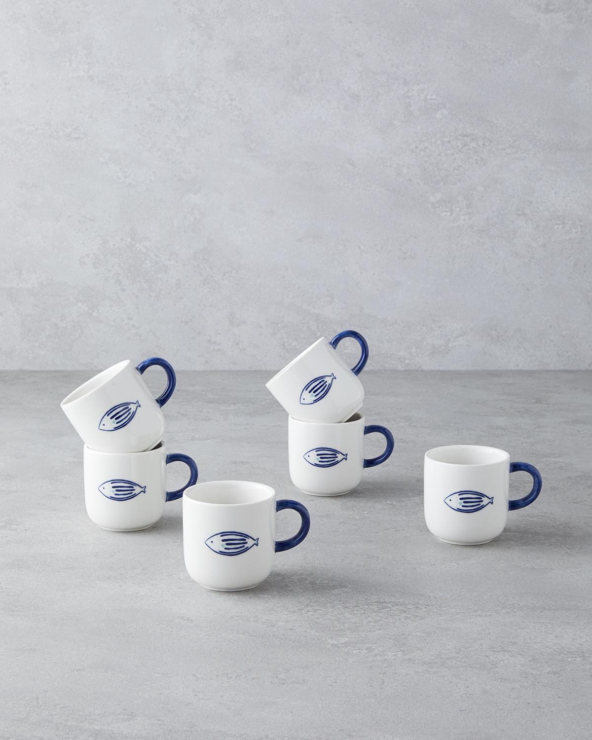 Marinique Stoneware 6'lı Kahve Fincan Takımı 130 ml Mavi
