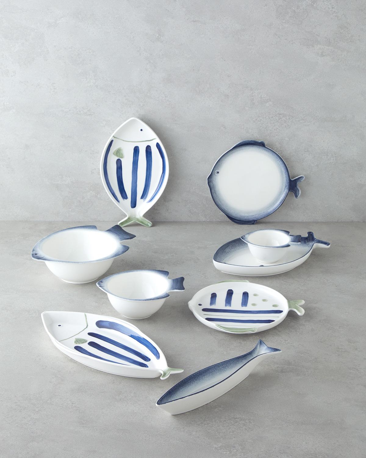 Marinova Porselen Pasta Tabağı 23 cm Mavi-Beyaz