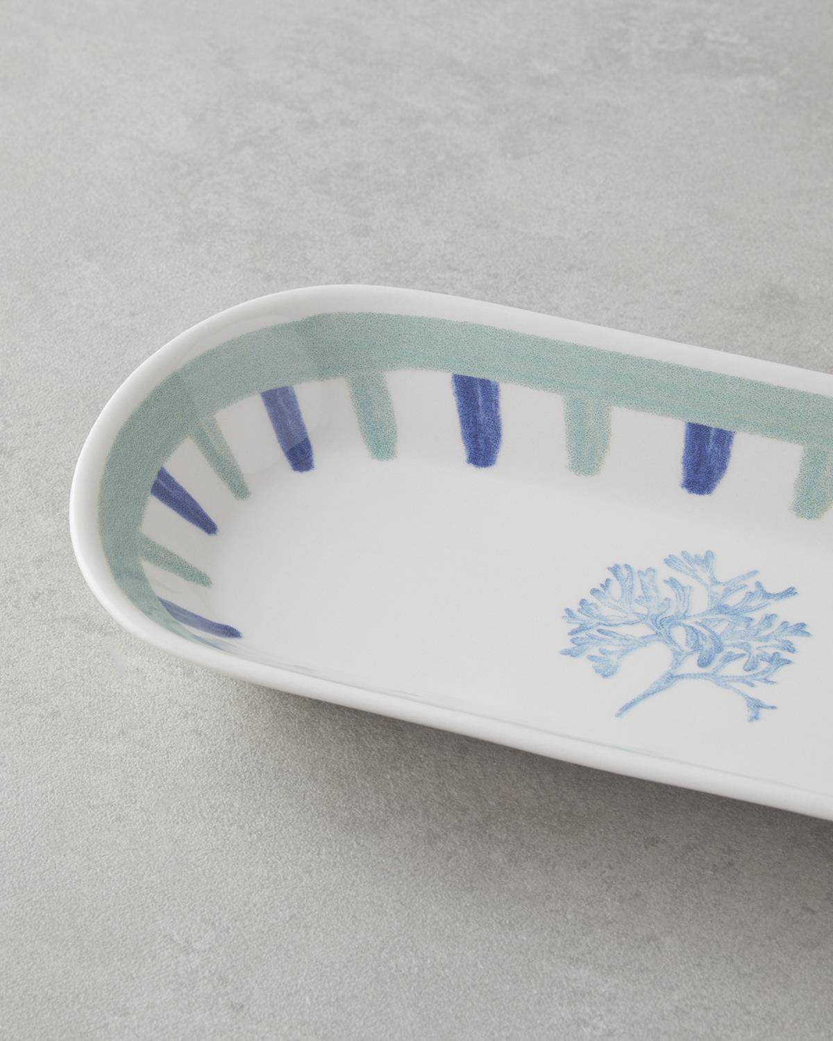 Mariscopia Seramik Kayık Tabak 25 cm Mavi-yeşil