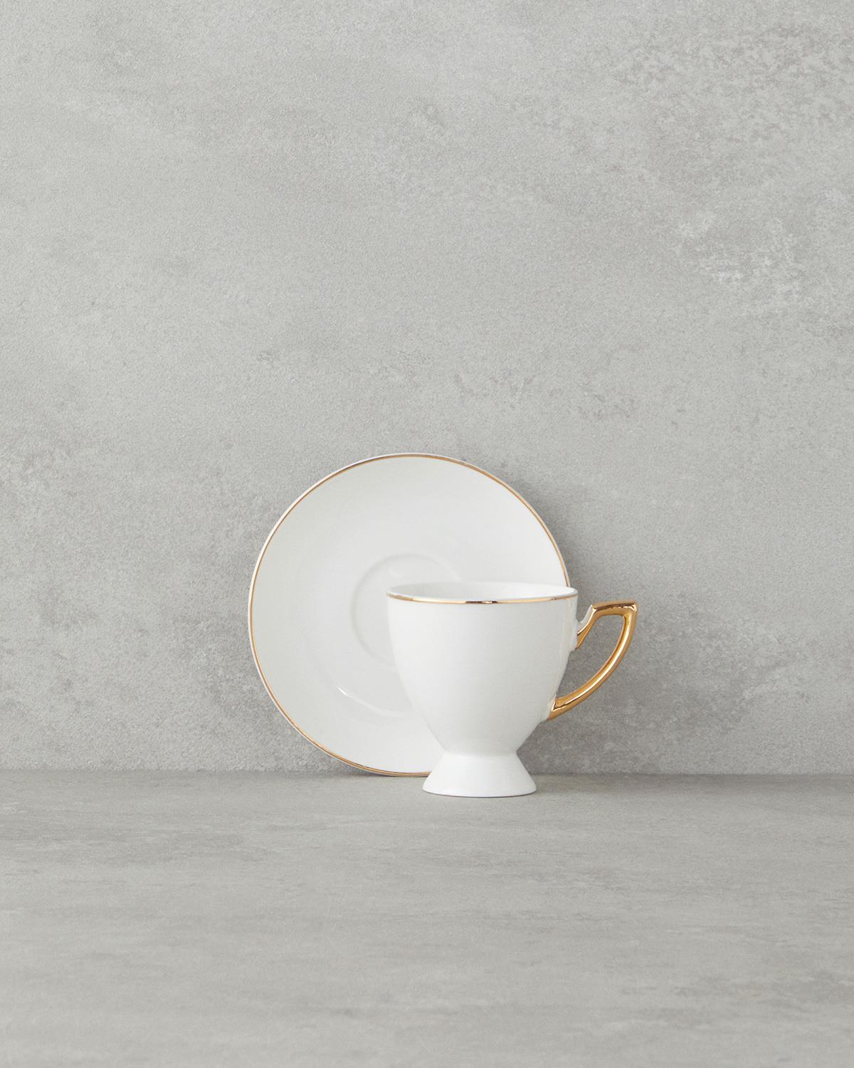 Marvy New Bone China 12 Parça 6 Kişilik Kahve Fincan Takımı Gold