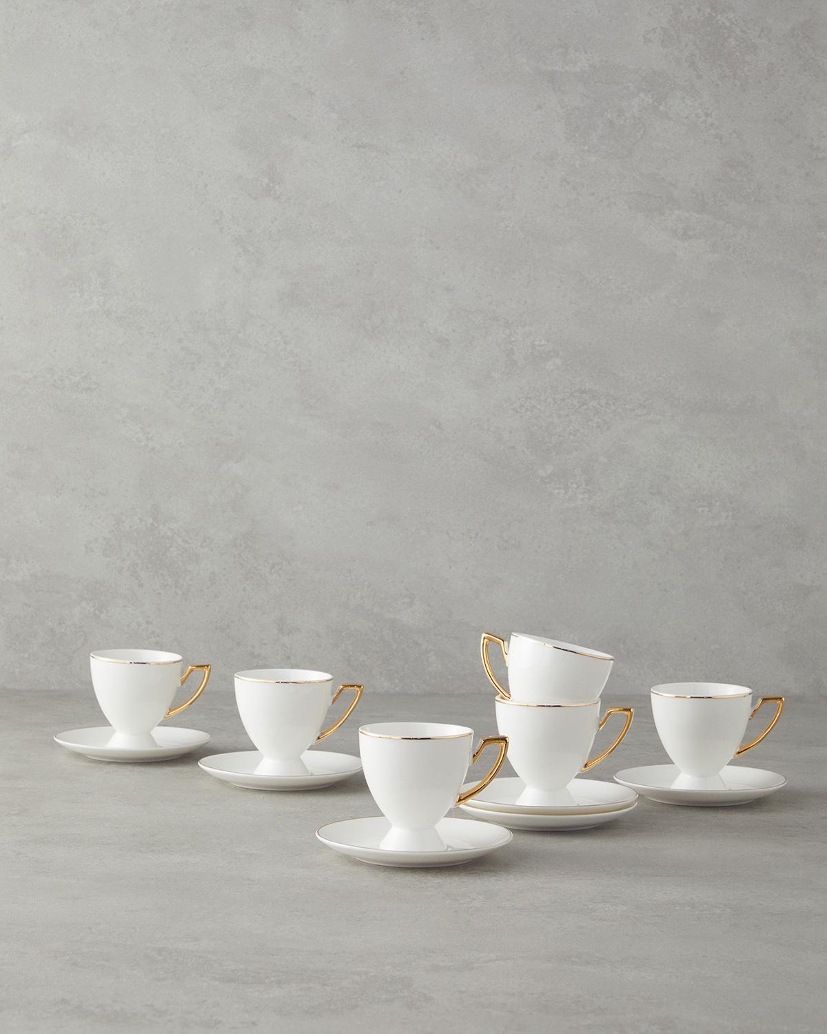 Marvy New Bone China 12 Parça 6 Kişilik Kahve Fincan Takımı Gold