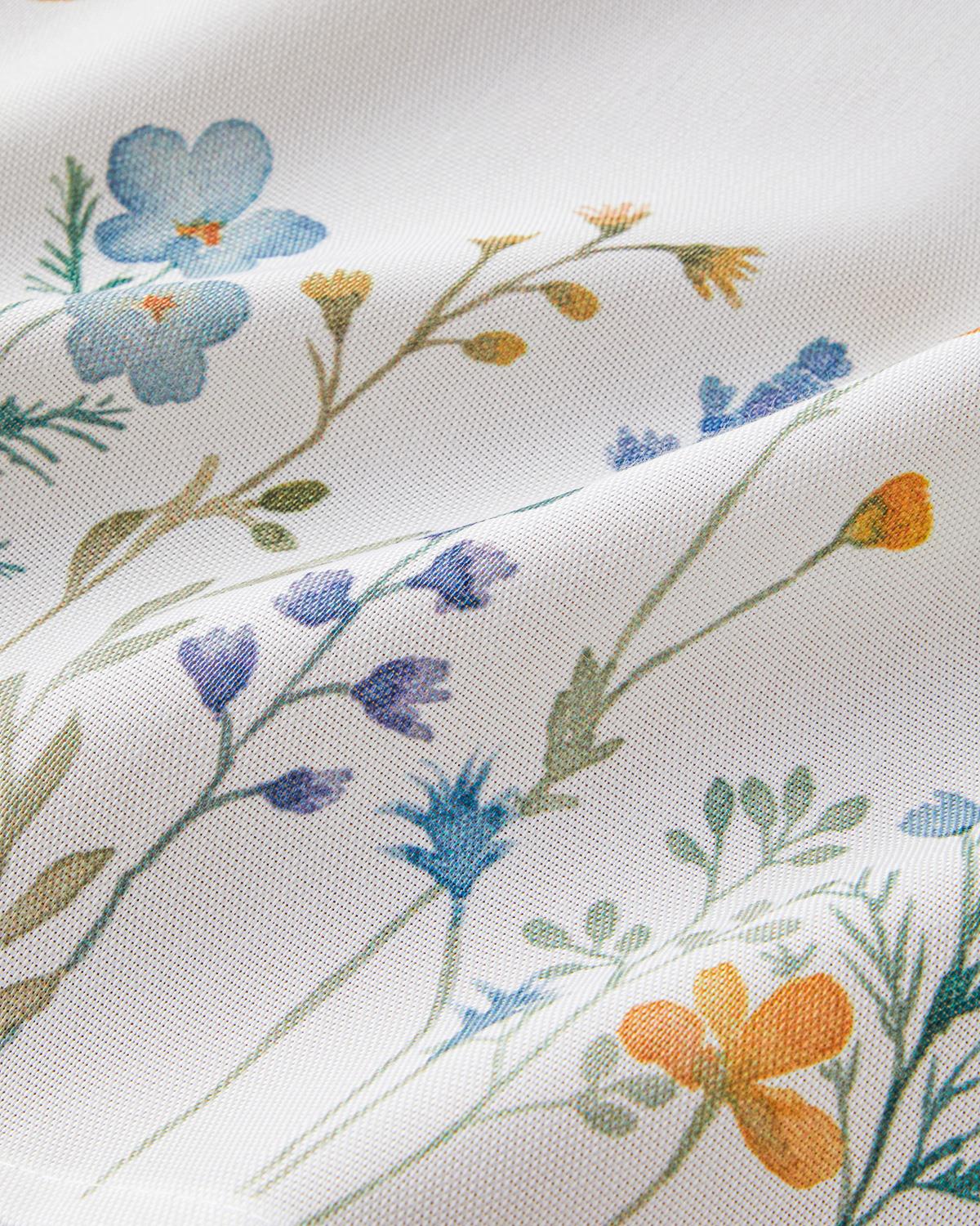 Meadow Polyester Masa Örtüsü 145x200 cm Beyaz - Mavi