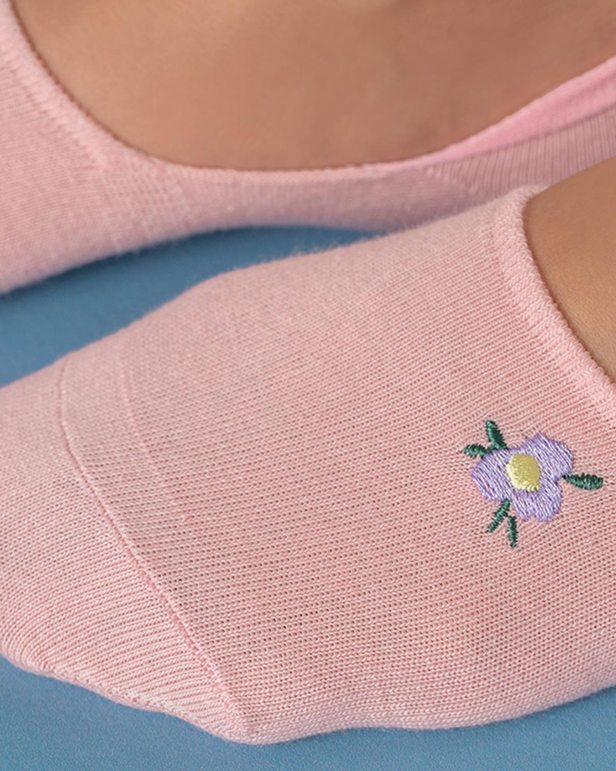 Mini Flower Pamuk Kadın Babet Çorap Pembe