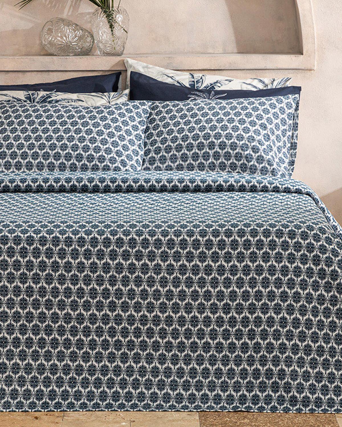 Mini Polycircles Baskılı Tek Kişilik Pike Lacivert