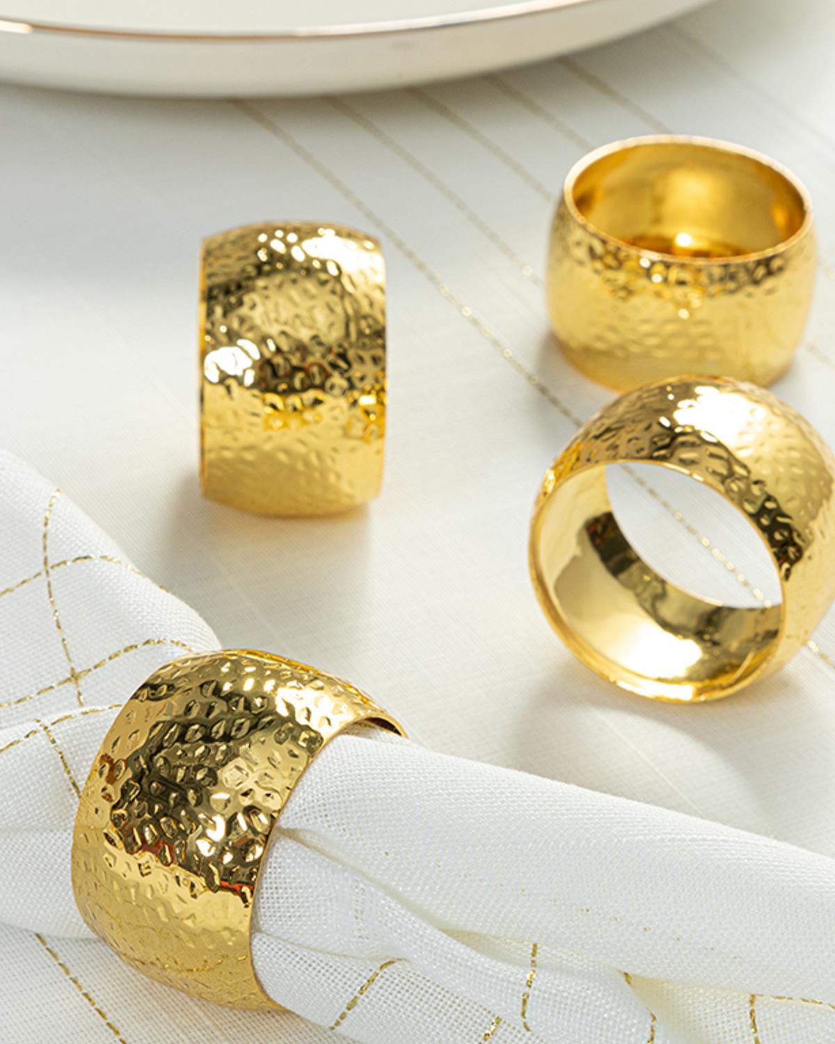 Miotal Metal 4'lü Peçete Halkası Gold