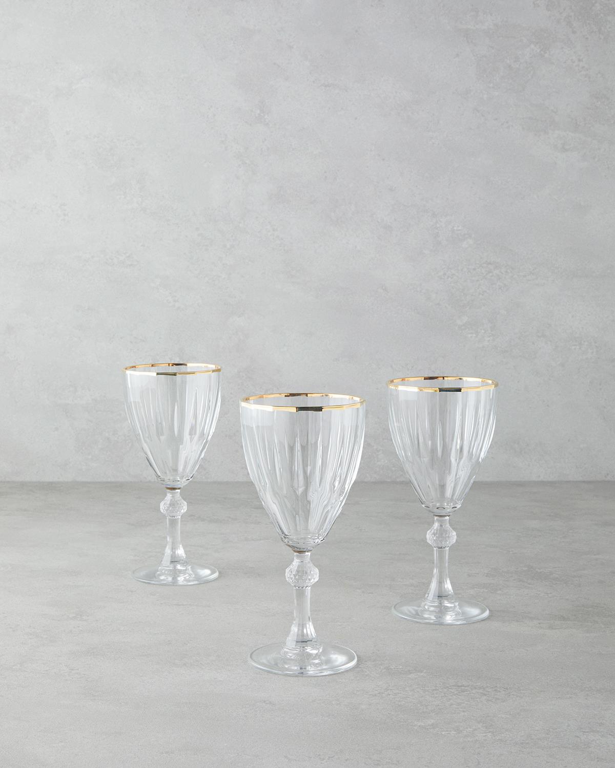 Mirage Cam 3'lü Kadeh 240 ml Şeffaf-Gold