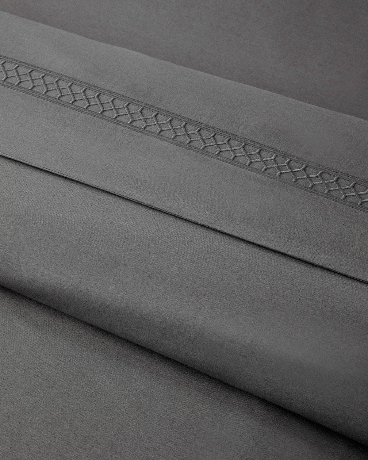 Modello Pamuk Saten Nakışlı Çift Kişilik Nevresim Takımı 200x220 cm Antrasit