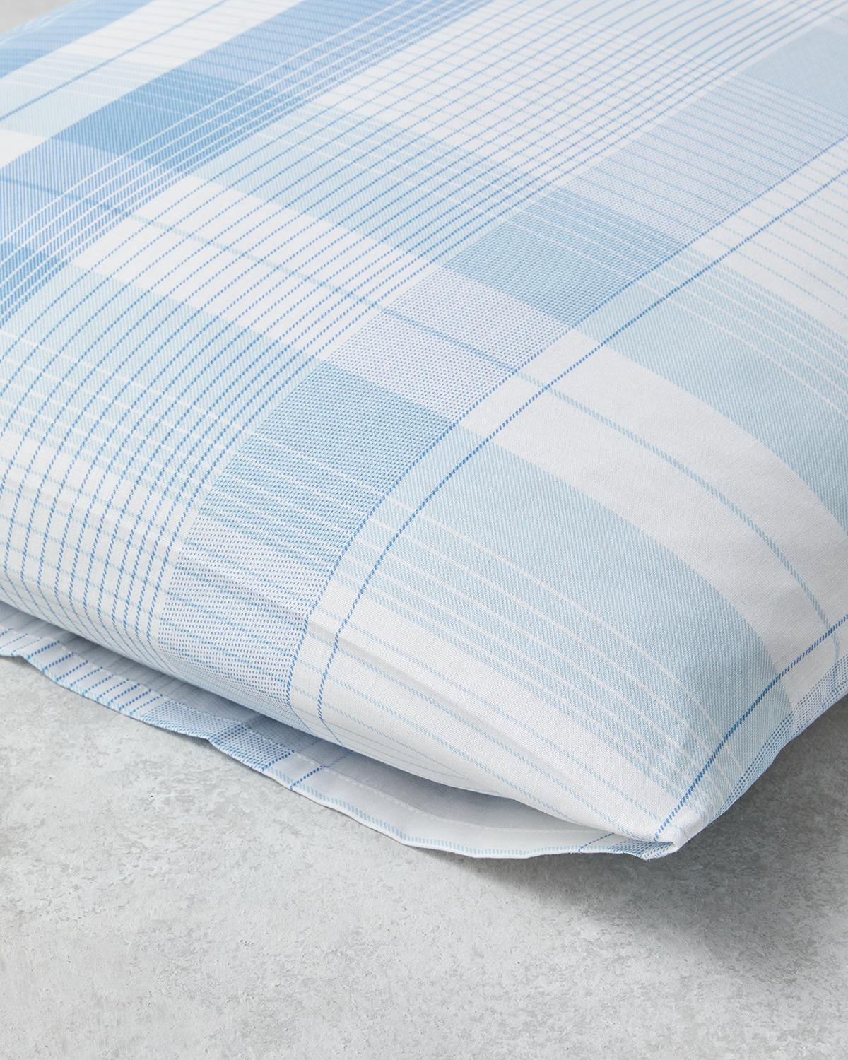 Modern Check Pamuklu 2'li Yastık Kılıfı 50x70 cm Mavi