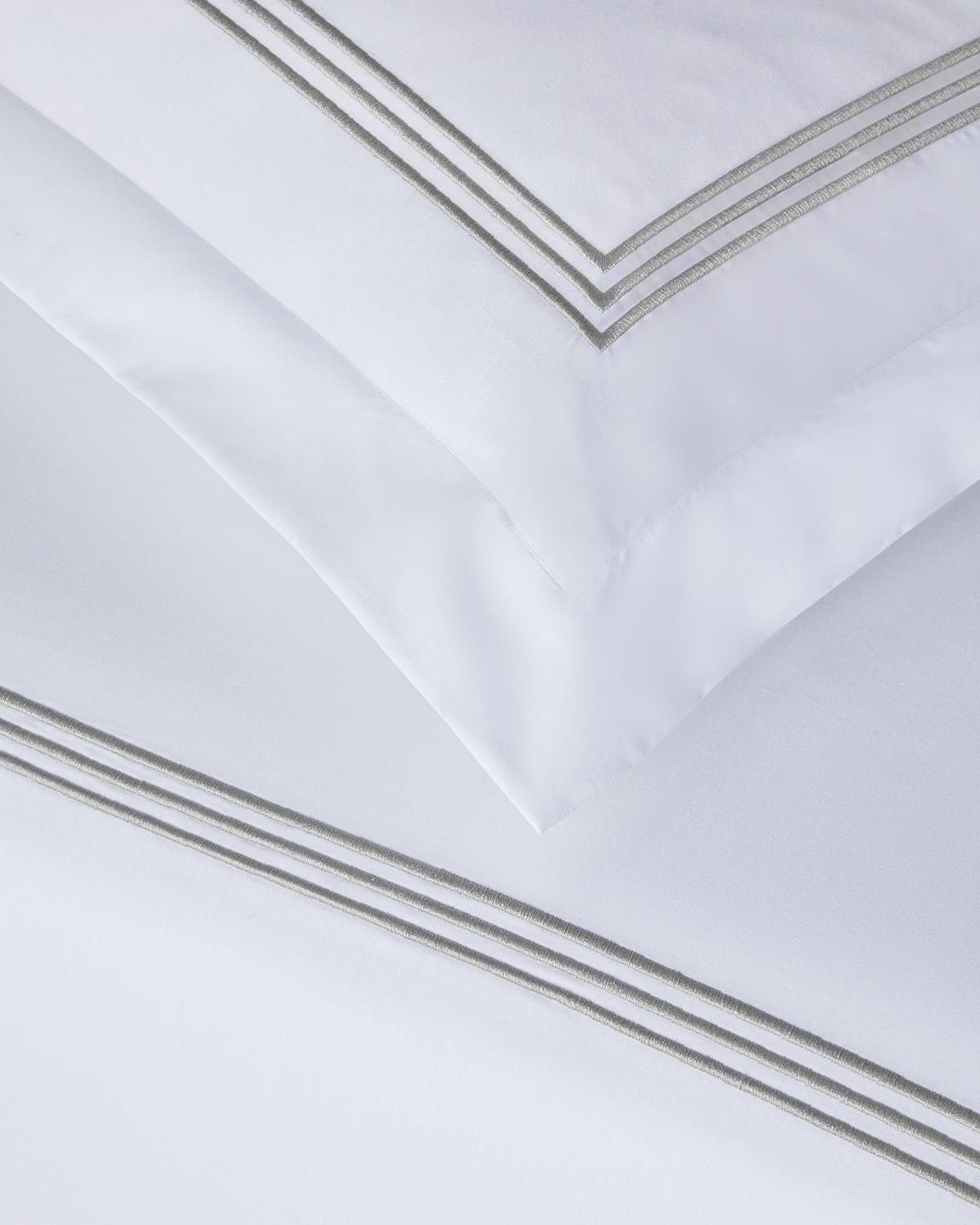Modern Frame Nakışlı Perkal King Size Nevresim Takımı 240x220 cm Gümüş
