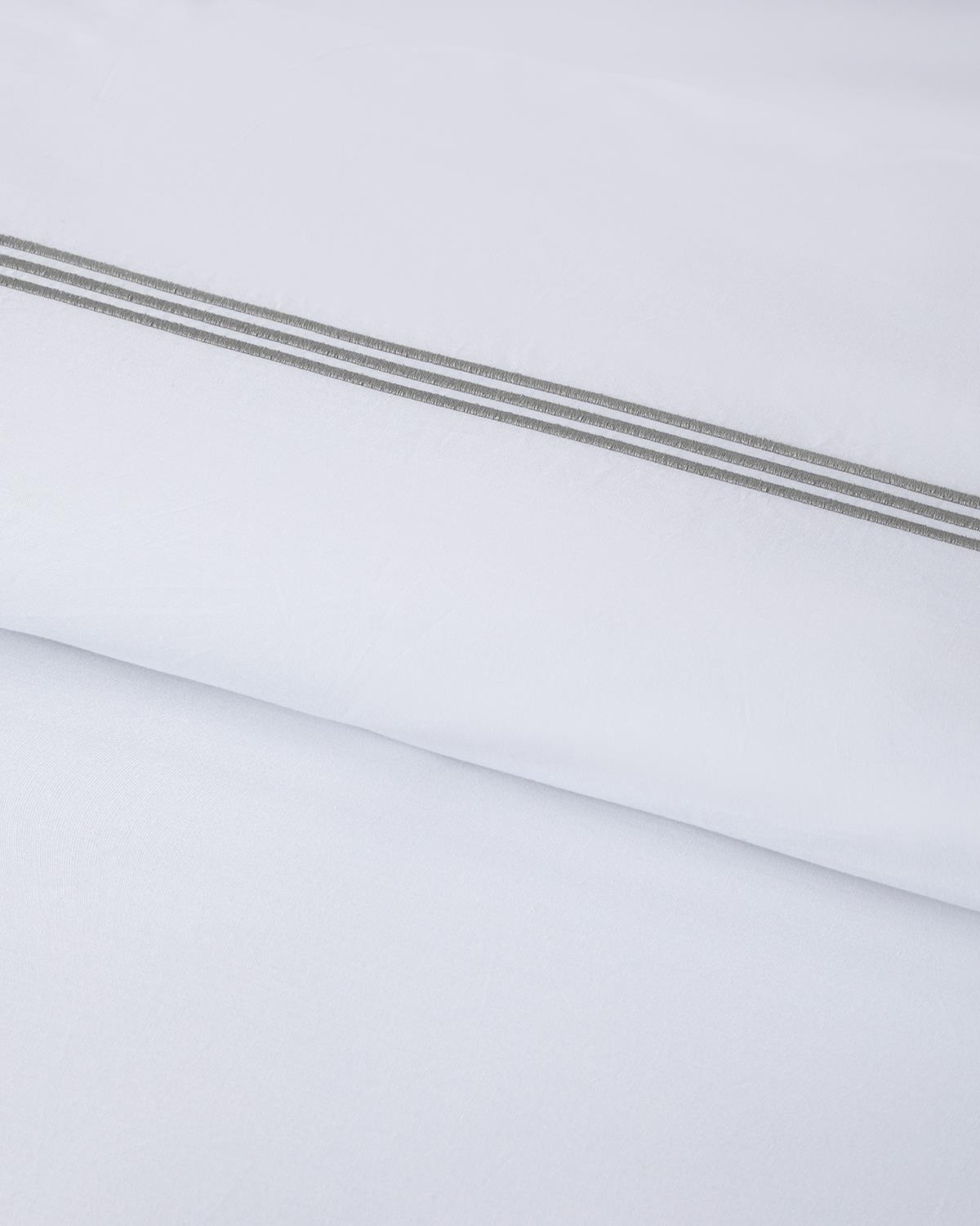 Modern Frame Nakışlı Perkal King Size Nevresim Takımı 240x220 cm Gümüş