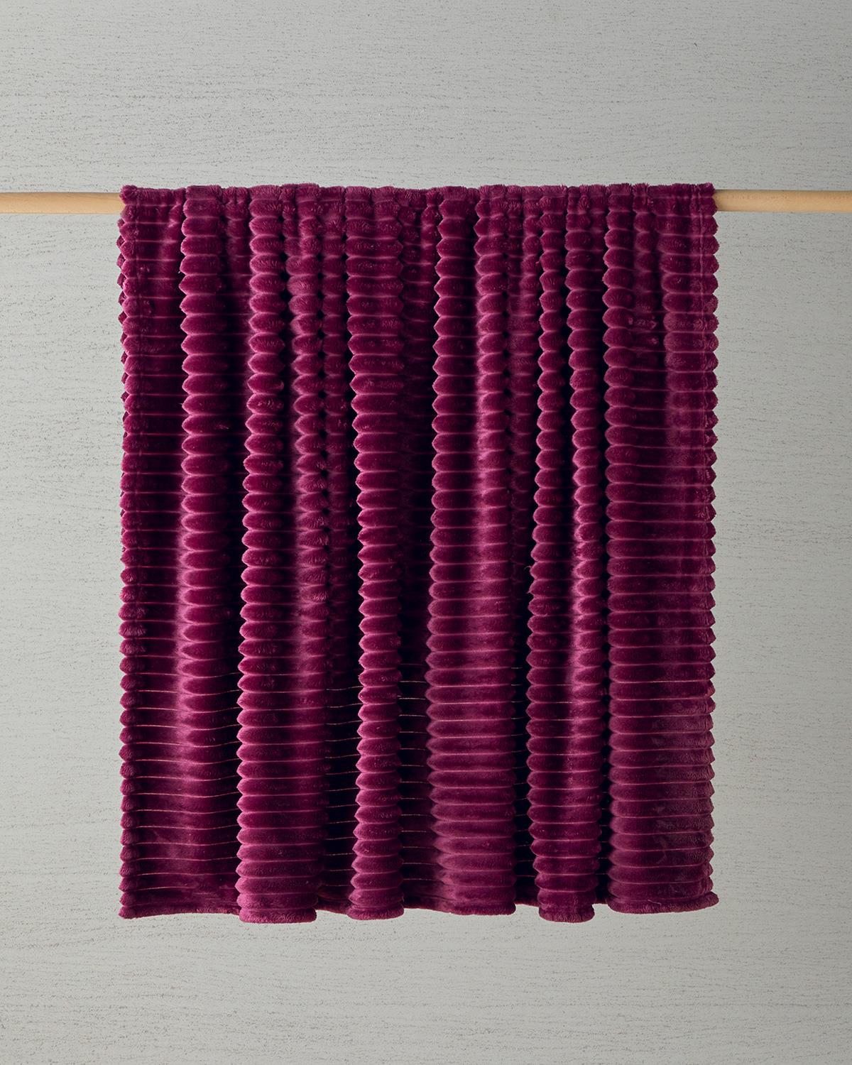 Modern Line Çizgili Super Soft Çift Kişilik Battaniye 200x220 cm Mürdüm