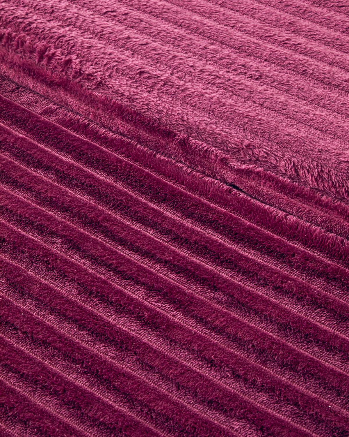 Modern Line Çizgili Super Soft Tek Kişilik Battaniye 150x200 cm Mürdüm