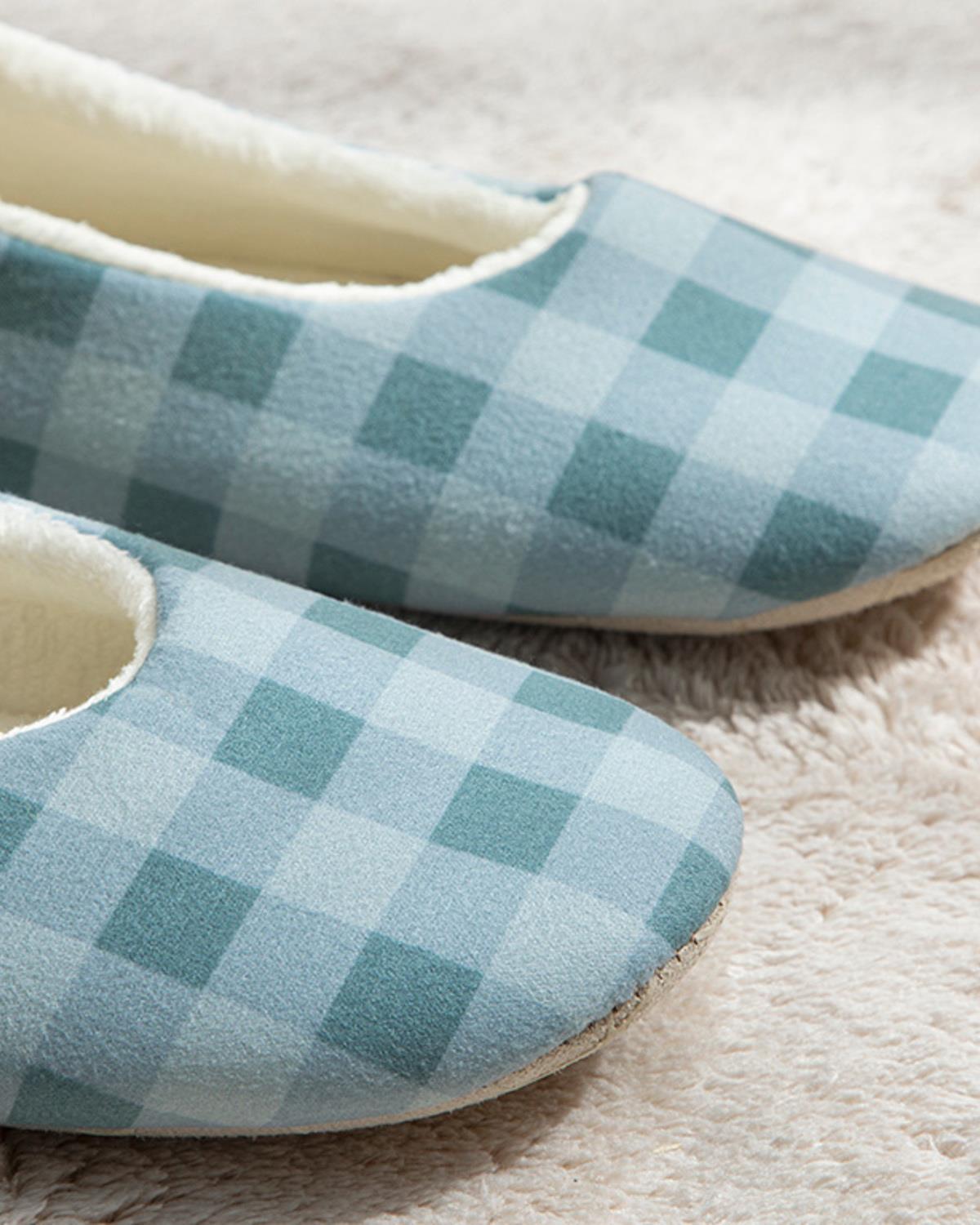 Modern Plaid Kadın Ev Babeti 40 Mavi