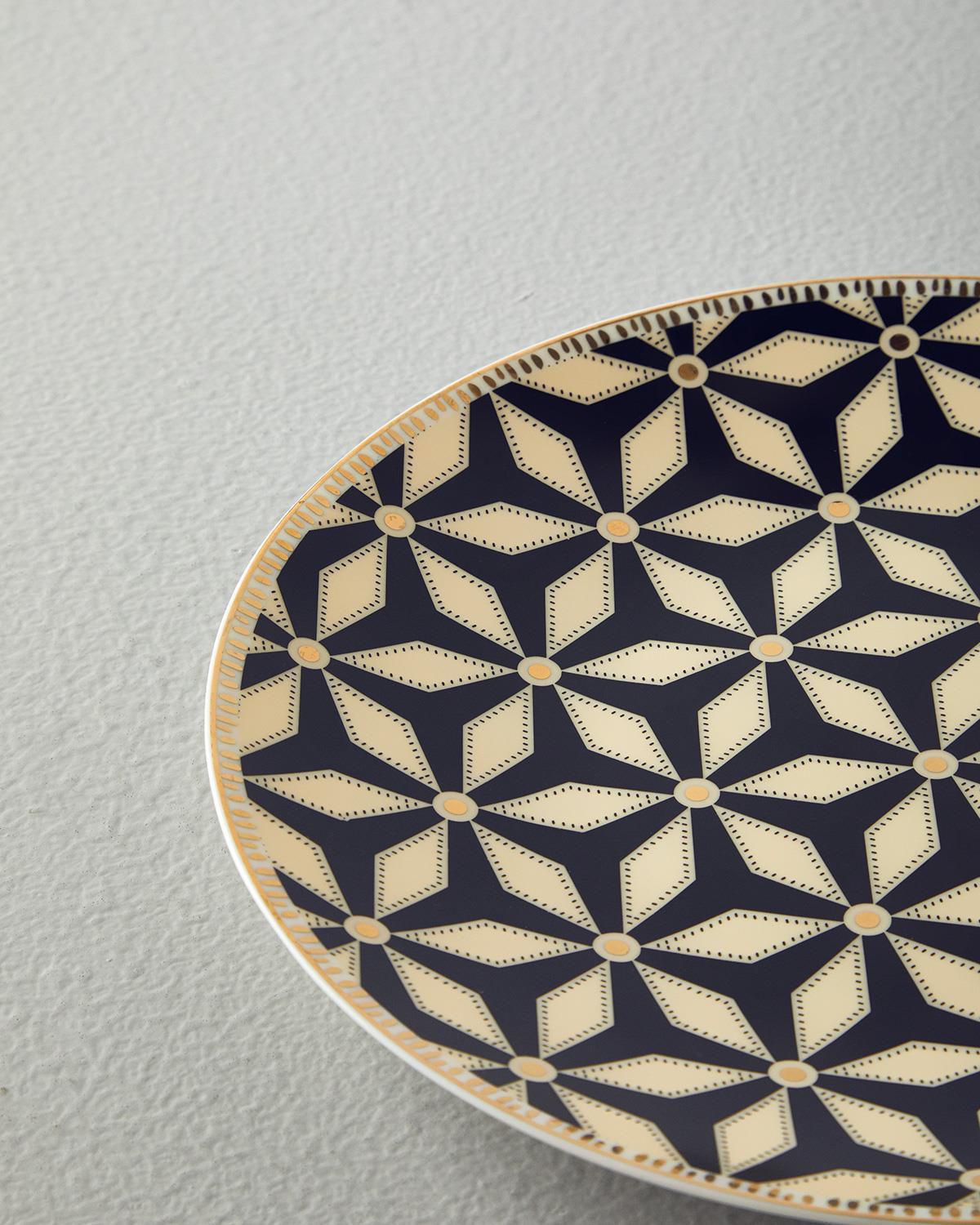 Modern Sense Bone Porselen Servis Tabağı 25 cm Siyah