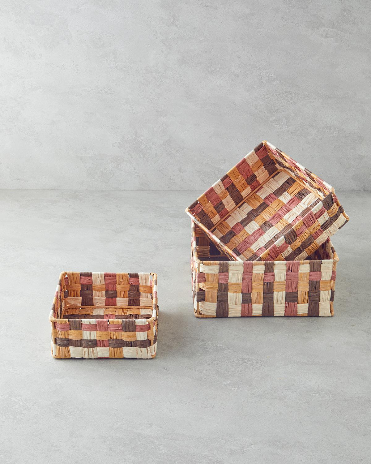 Modern Square Kağıt İp Sepet 18x18x8cm Kahve