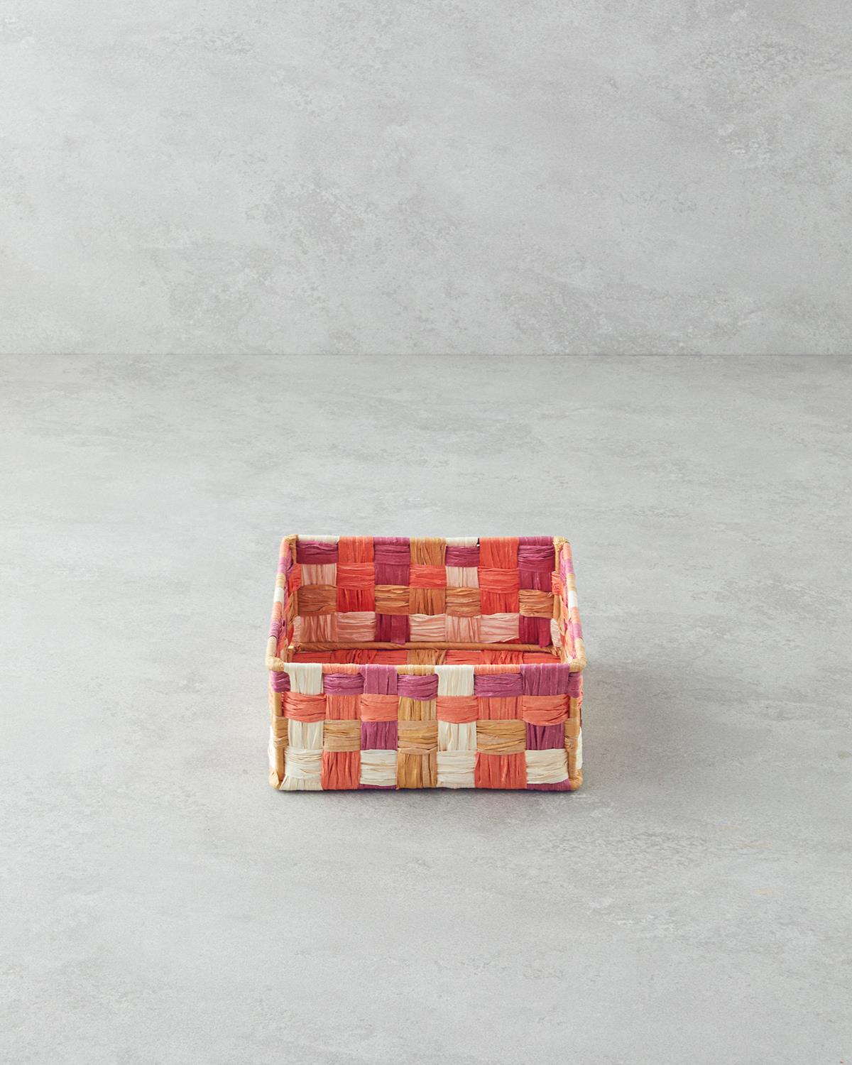 Modern Square Kağıt İp Sepet 18x18x8cm Turuncu