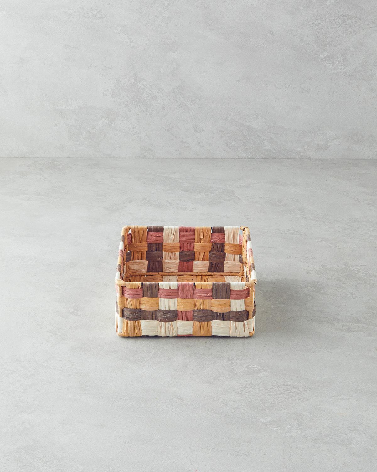 Modern Square Kağıt İp Sepet 18x18x8cm Kahve