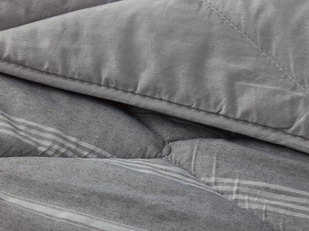 Modern Stripe Polycotton Çift Kişilik Uyku Seti Antrasit