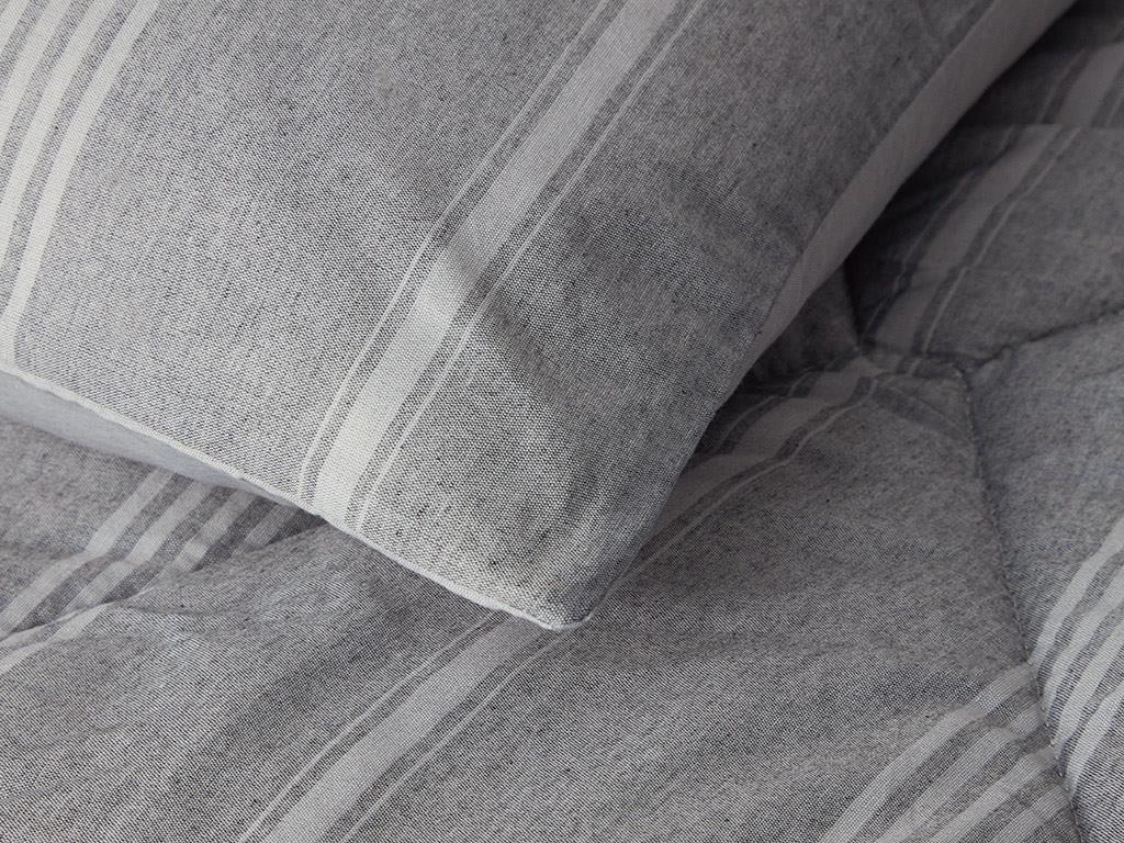 Modern Stripe Polycotton Çift Kişilik Uyku Seti Antrasit