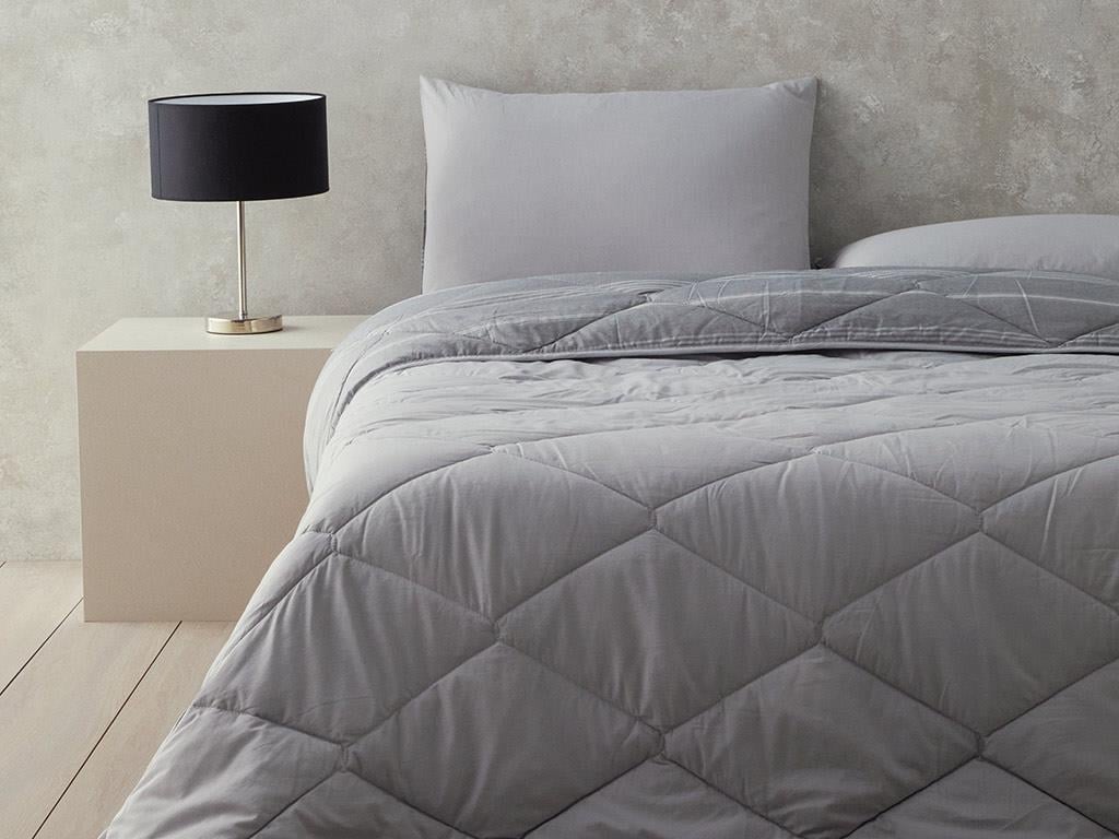 Modern Stripe Polycotton Çift Kişilik Uyku Seti Antrasit