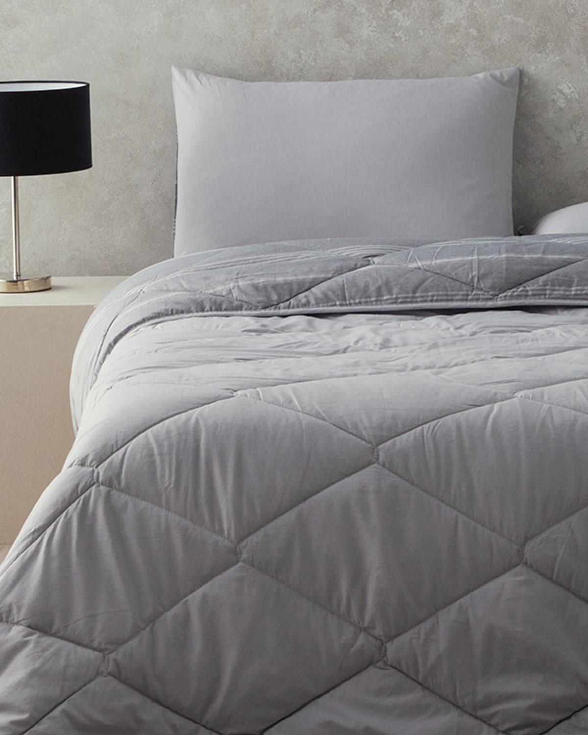 Modern Stripe Polycotton Tek Kişilik Uyku Seti Antrasit