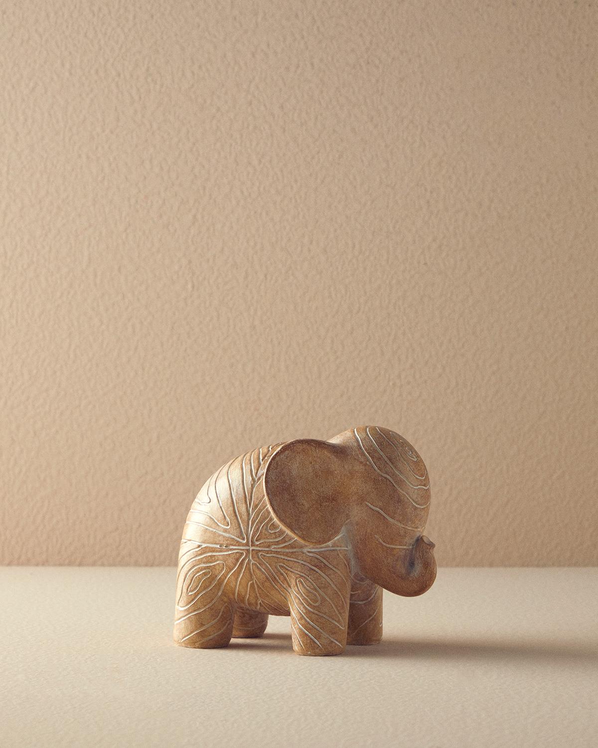 Natural Elephant Polyresin Biblo Naturel
