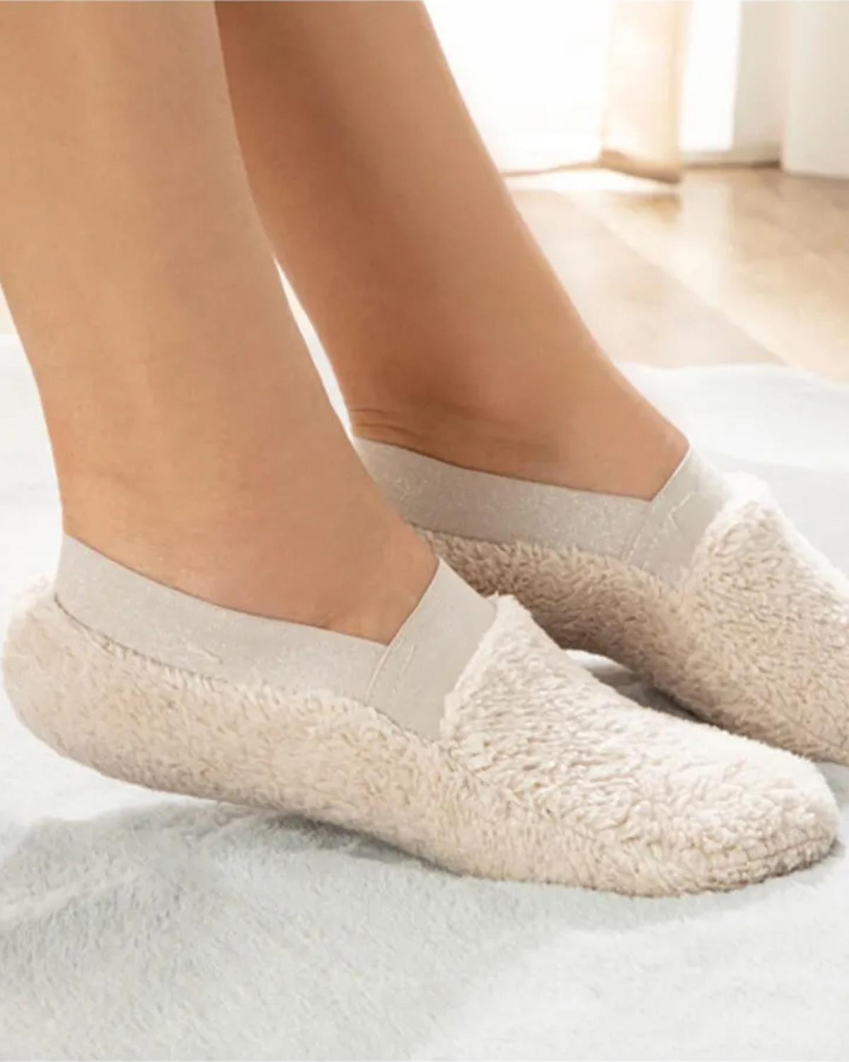 New Soft Kadın Peluş Çorap Ekru