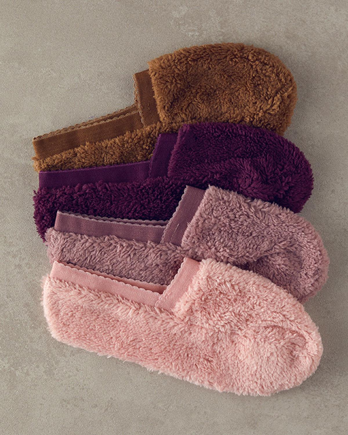 New Soft Kadın Peluş Çorap Gül Kurusu