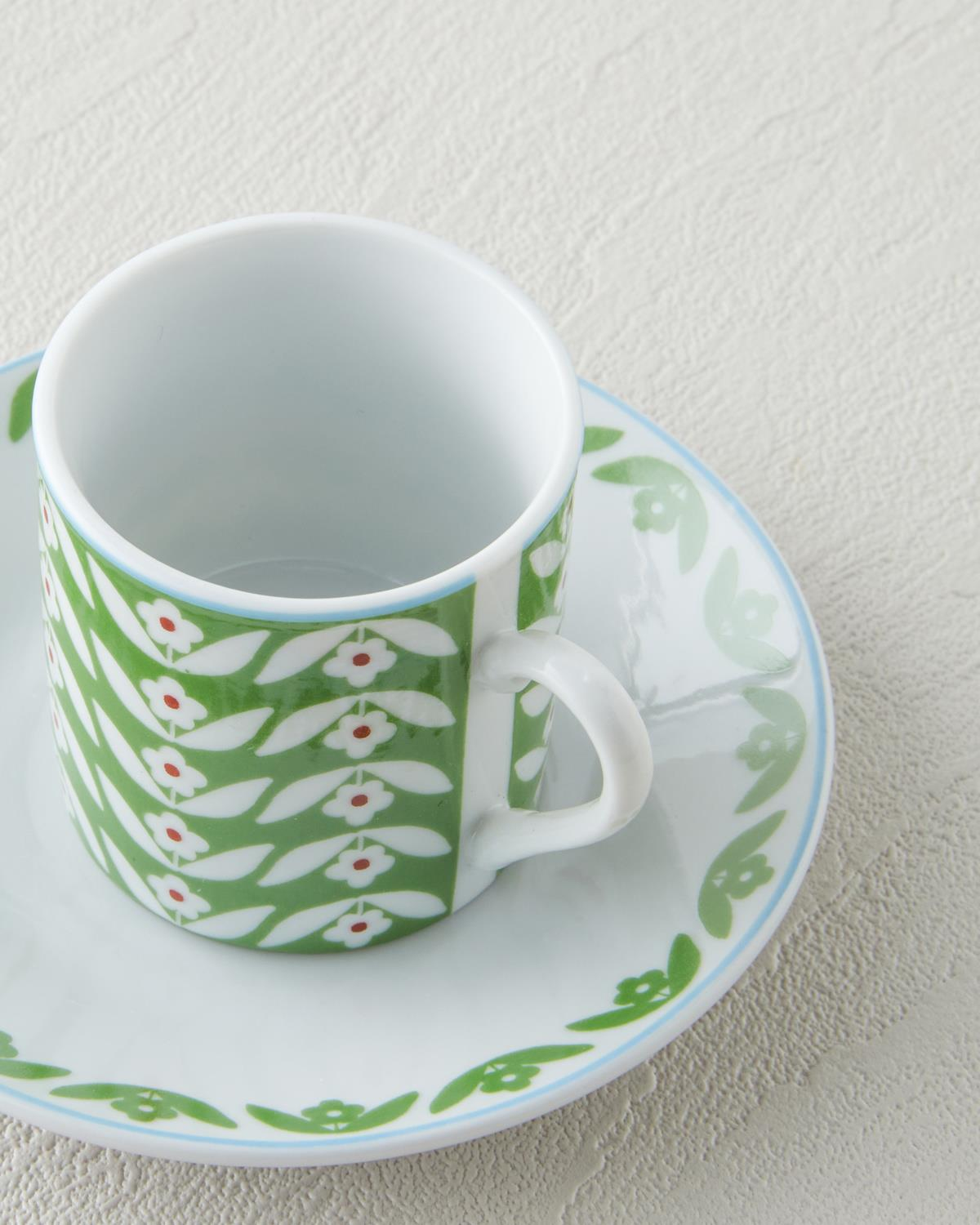 Nixie Flowery Porselen 12 Parça 6 Kişilik Kahve Fincan Takımı 80 ml Yeşil-Mavi