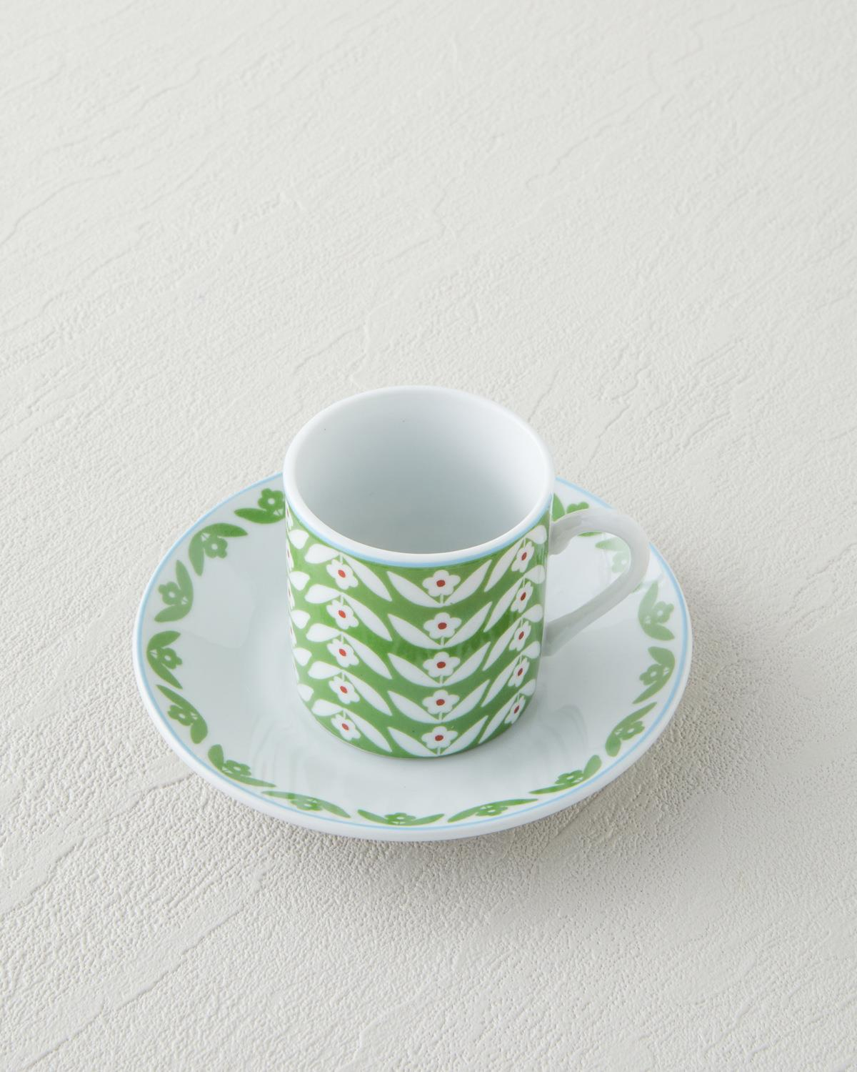 Nixie Flowery Porselen 12 Parça 6 Kişilik Kahve Fincan Takımı 80 ml Yeşil-Mavi