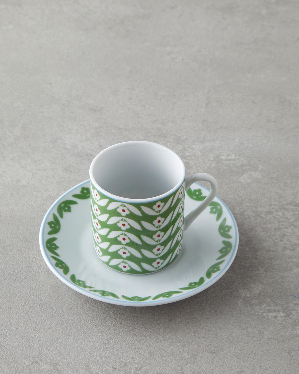 Nixie Porselen 4 Parça 2 Kişilik Kahve Fincan Takımı 80 ml Yeşil-Mavi