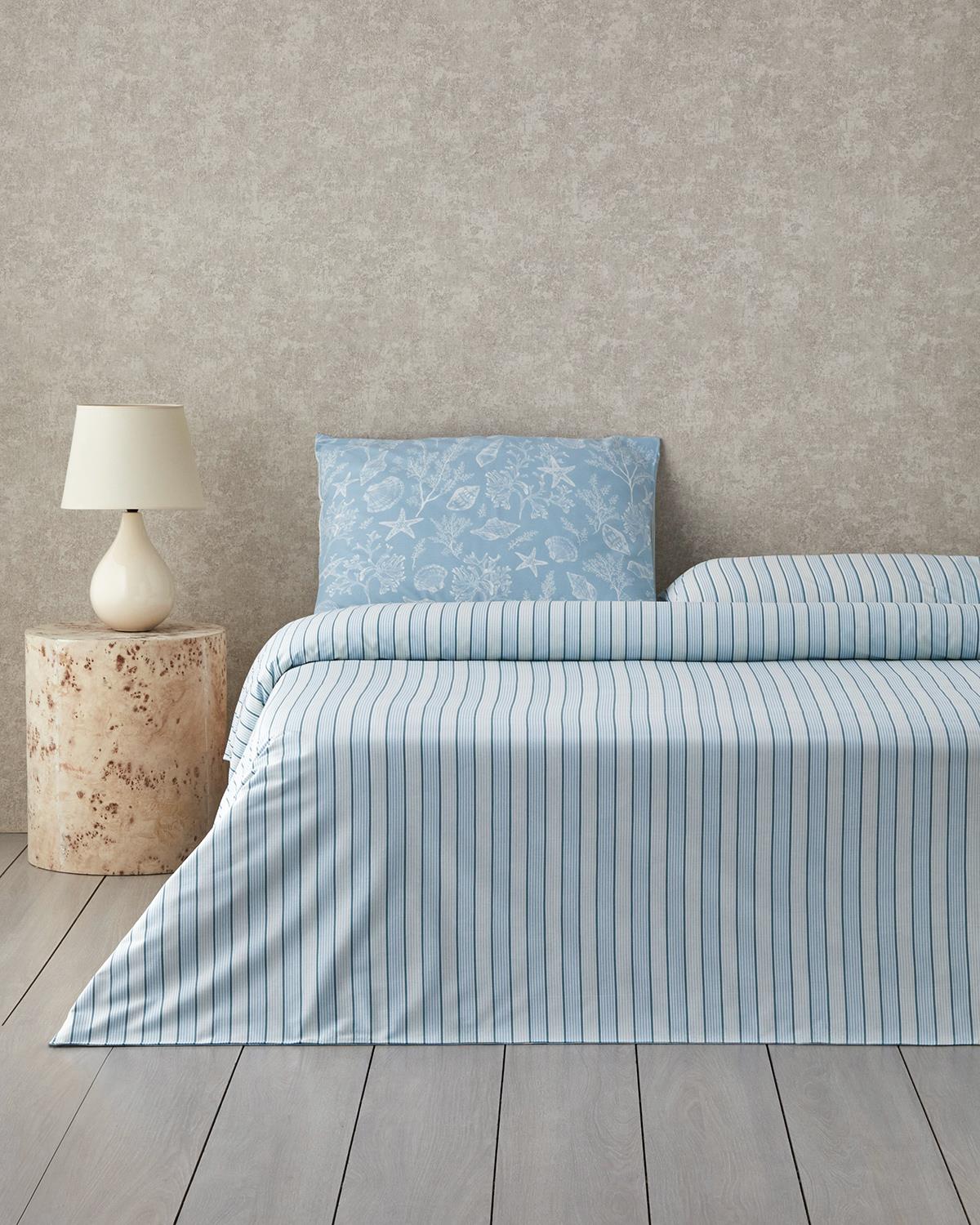 Ocean Flora Pamuklu Çift Kişilik Nevresim Seti 200x220 cm Mavi