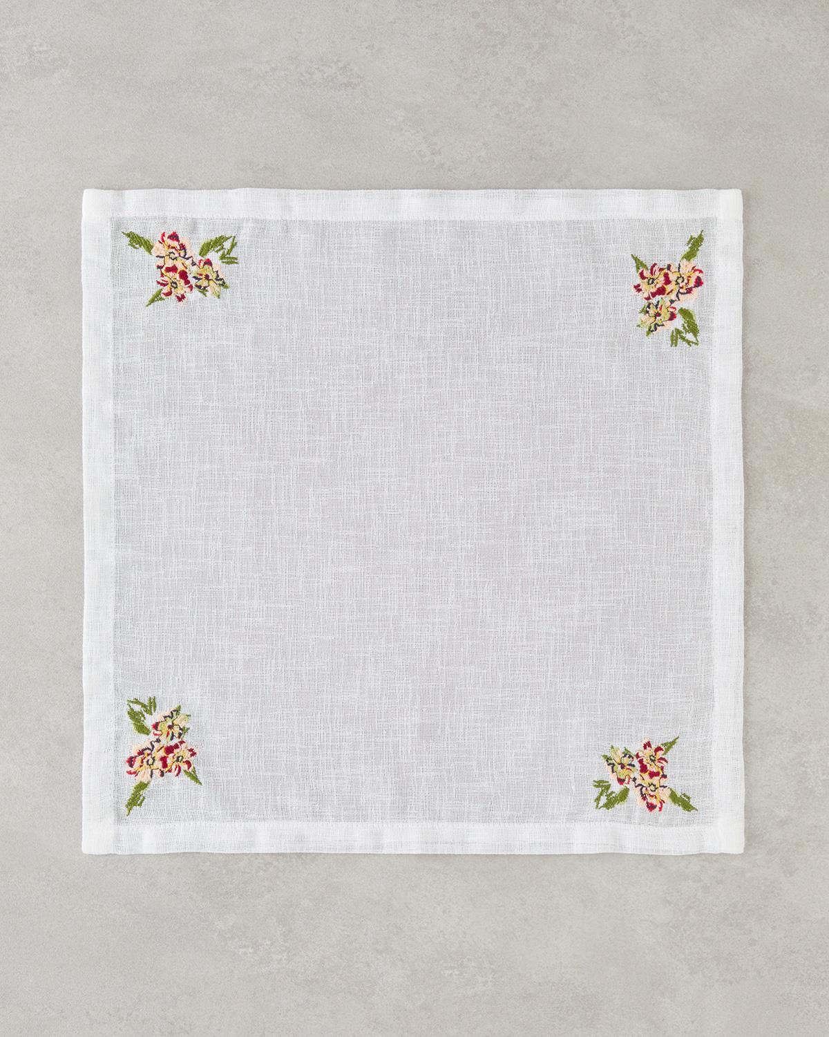 Opalin Polyester 2'li Misafir Peçetesi 40x40 cm Beyaz - Kırmızı