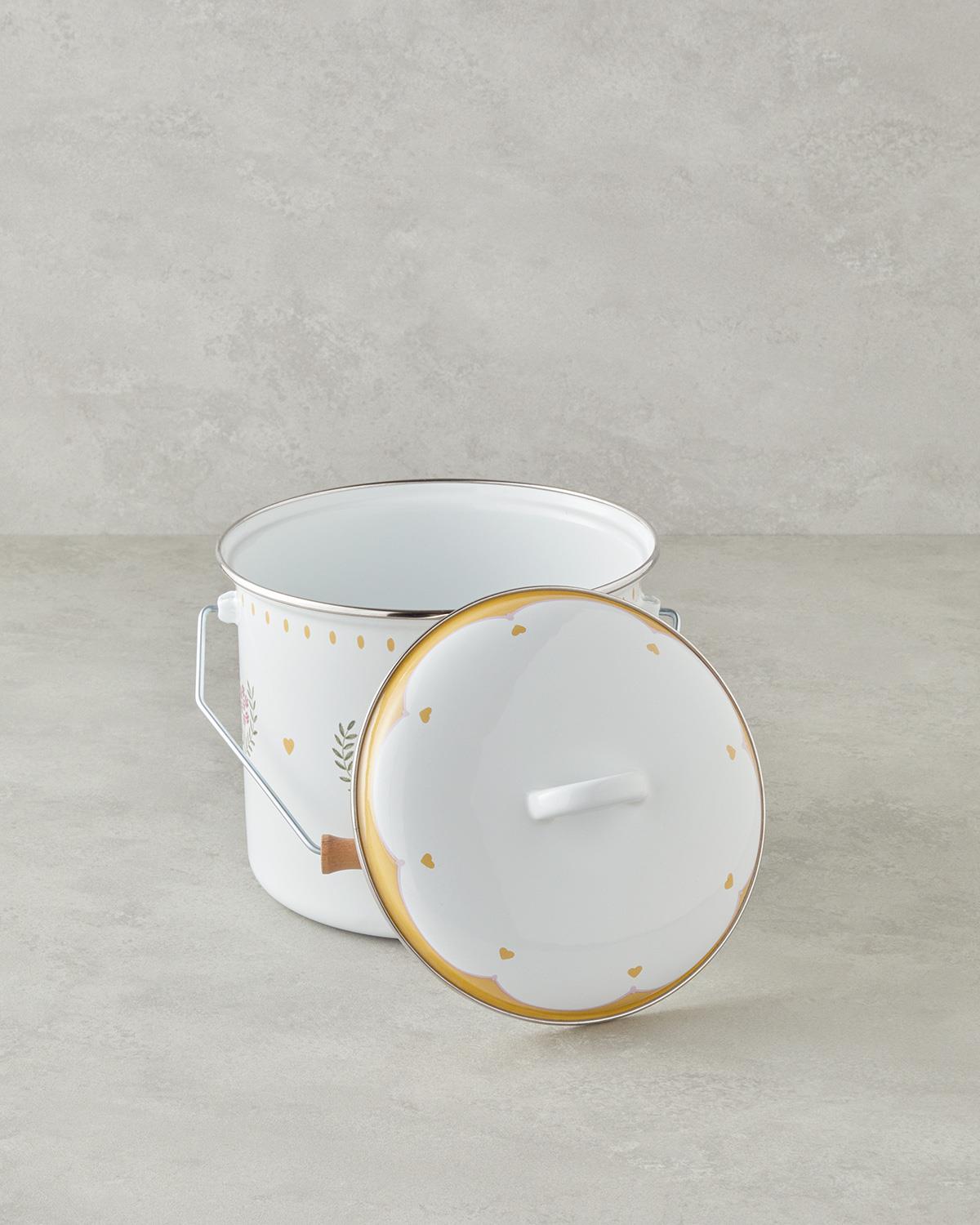Ornate Retro Emaye Bakraç 20 cm Beyaz