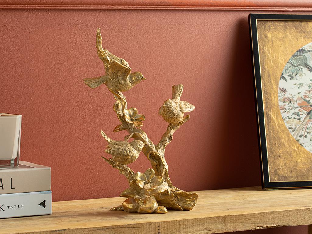 Paradise Birds Polyresin Biblo Gold