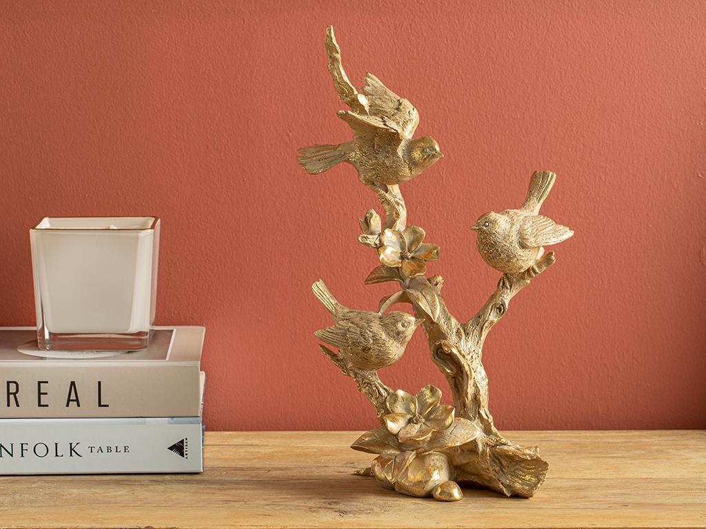 Paradise Birds Polyresin Biblo Gold