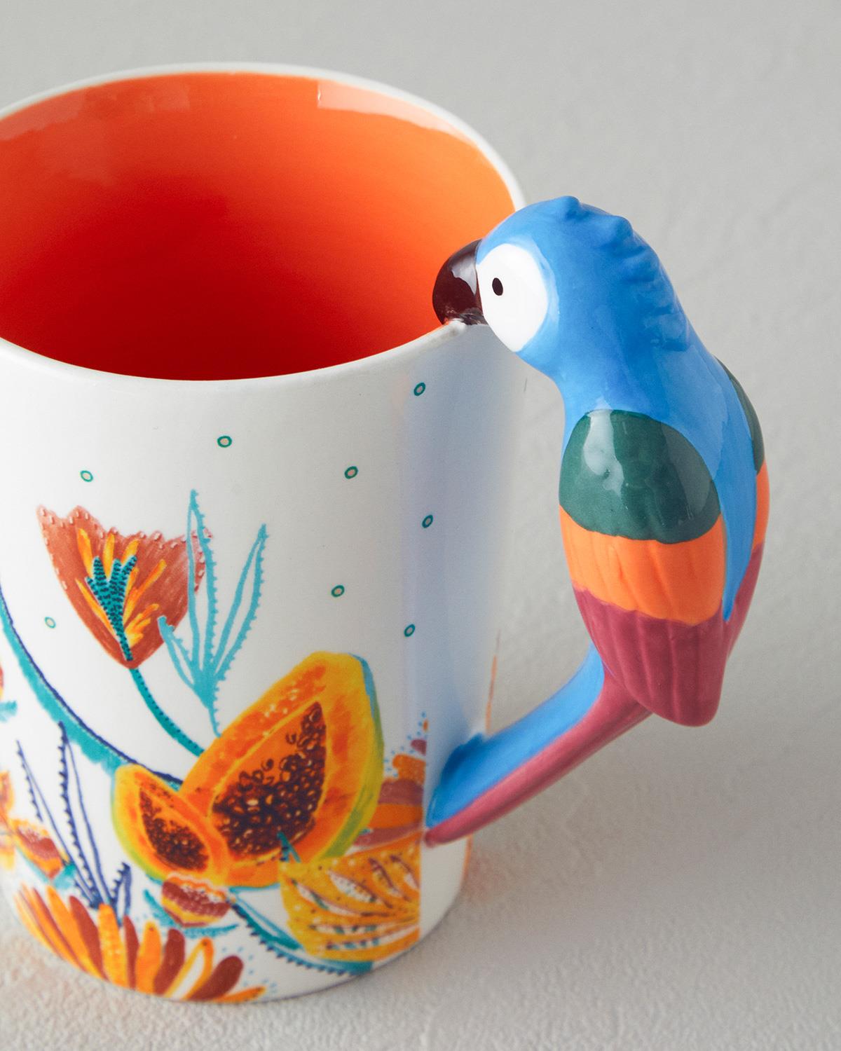 Parrot Glint Porselen Kupa Turkuaz