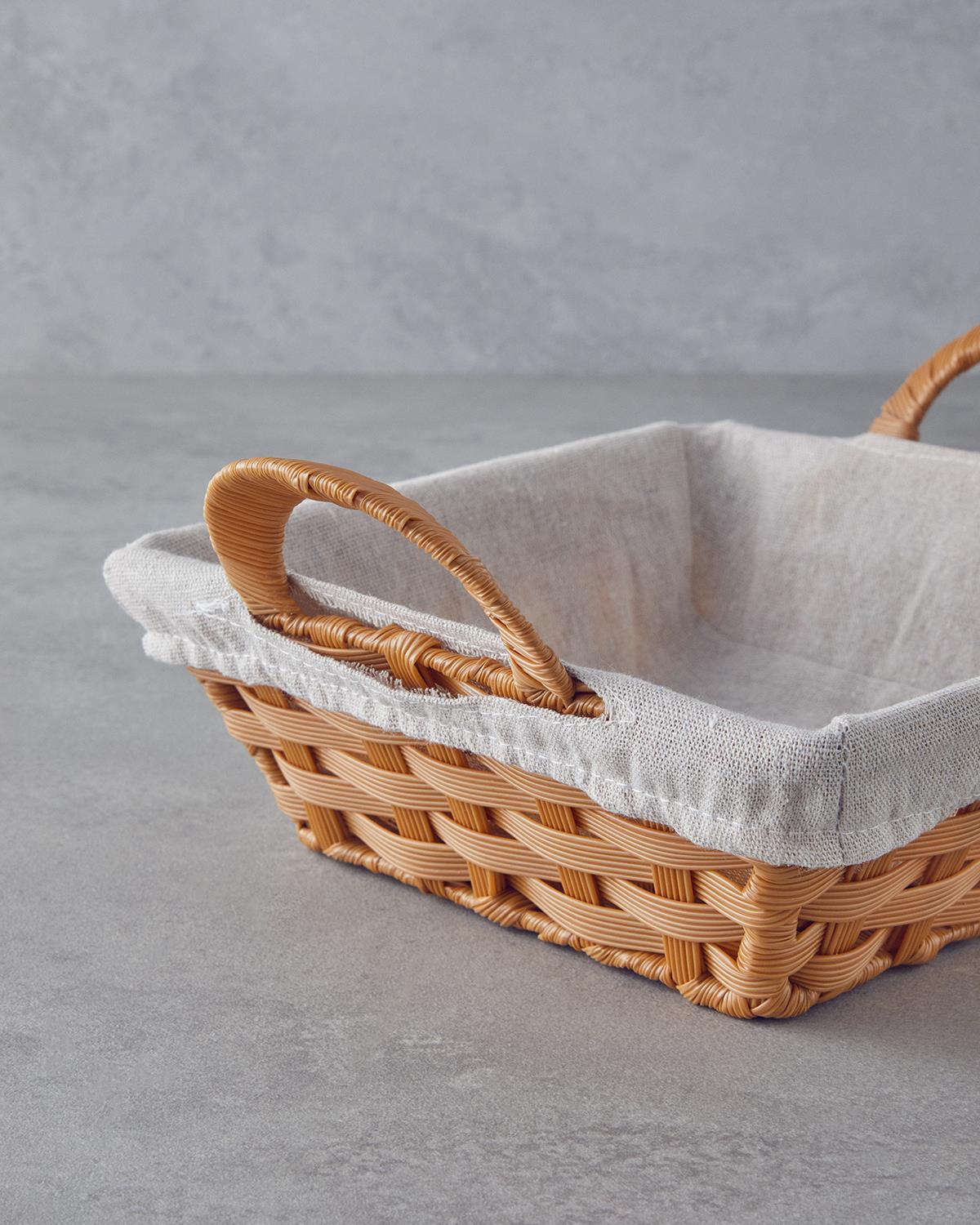 Pastoral Plastik Rattan Ekmek Sepeti 31x11,5 Cm Bej