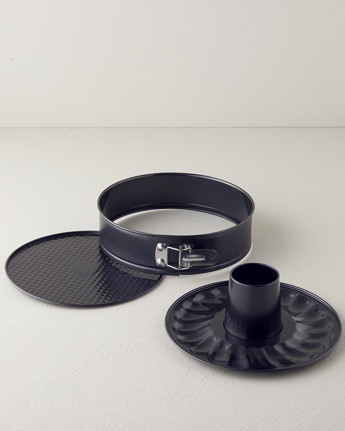 Patisserie Karbon Çelik Klasik 4 prç Kek Kalıbı 29,5x26x26x28 cm Siyah