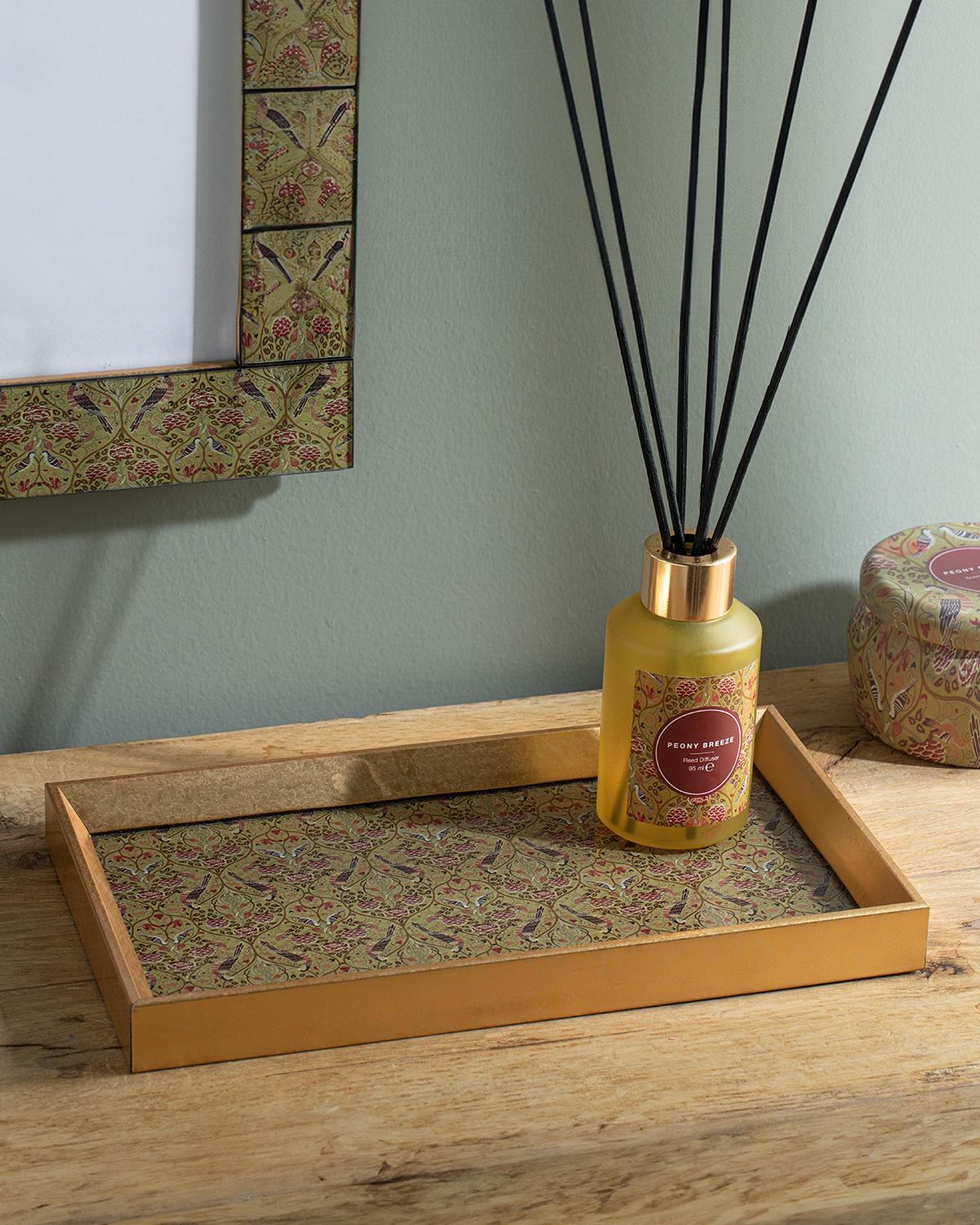 Peony Breeze Dekoratif Tepsi Sarı
