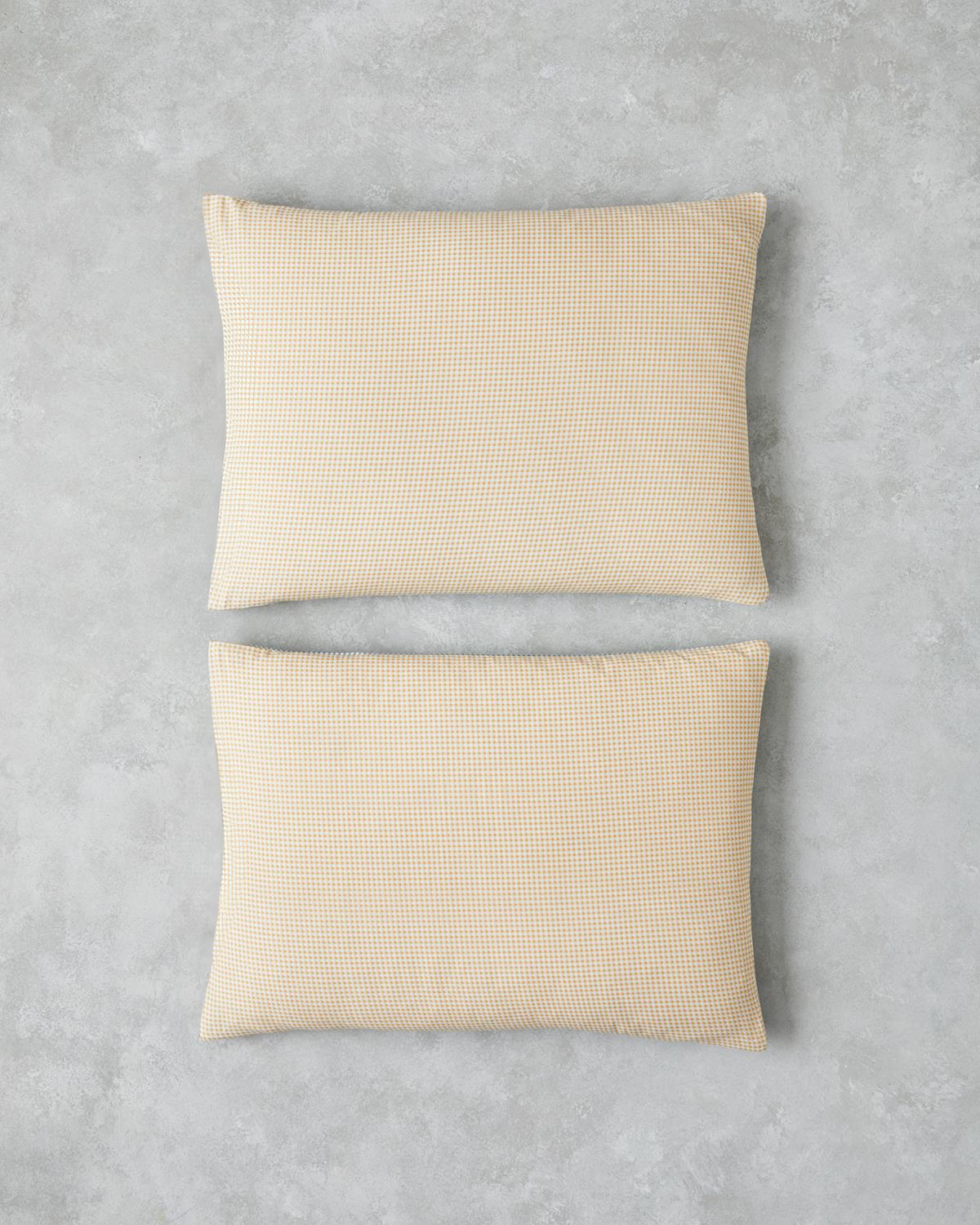 Petit Check Pamuklu 2'li Yastık Kılıfı 50x70 cm Sarı-Yeşil