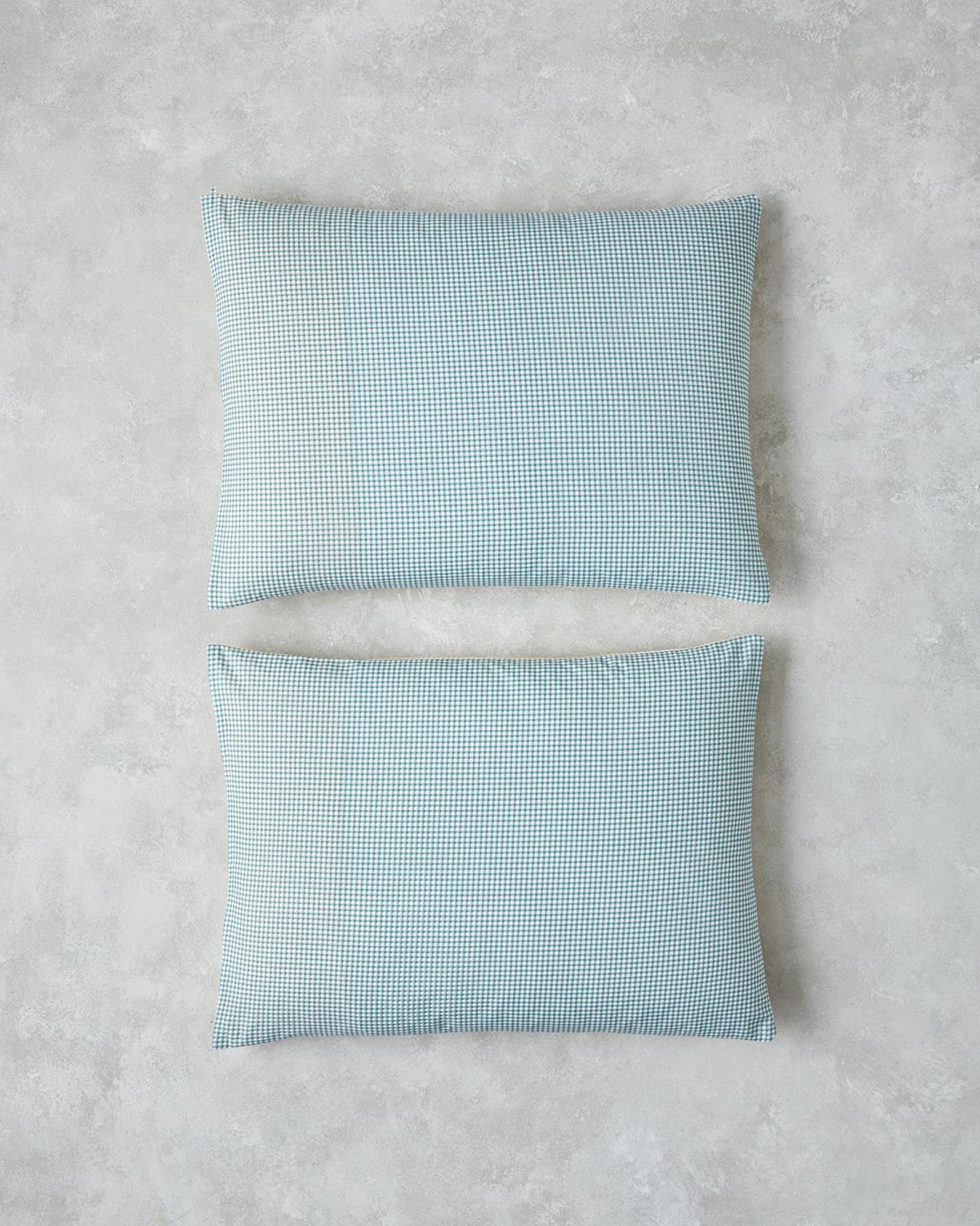 Petit Check Pamuklu 2'li Yastık Kılıfı 50x70 cm Sarı-Yeşil
