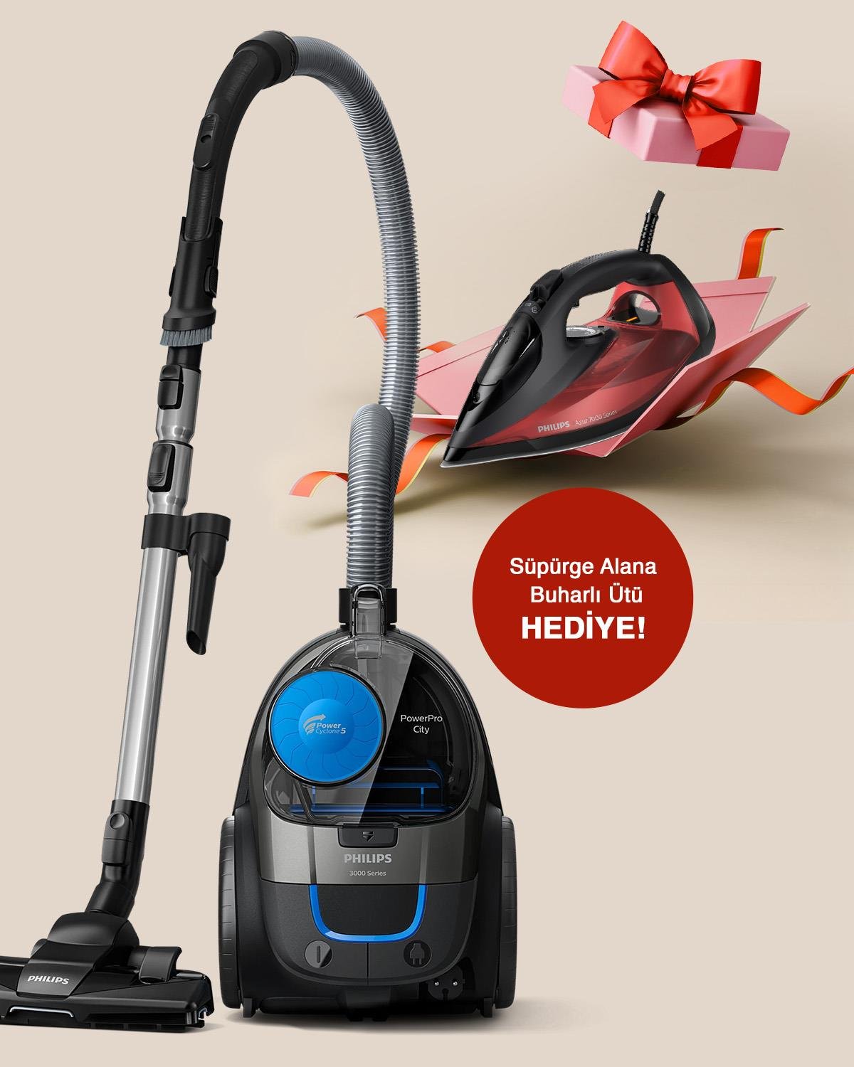 Philips 4000 Serisi FC9332/07 Toz Torbasız Süpürge + Philips 7000 Serisi DST7022/40 Buharlı Ütü