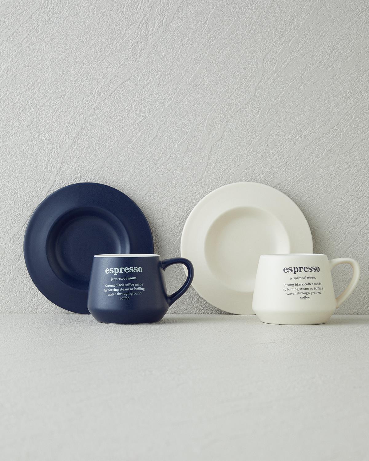 Phoebe New Bone China 4 Parça 2 Kişilik Kahve Fincan Takımı 90 ml Lacivert - Krem