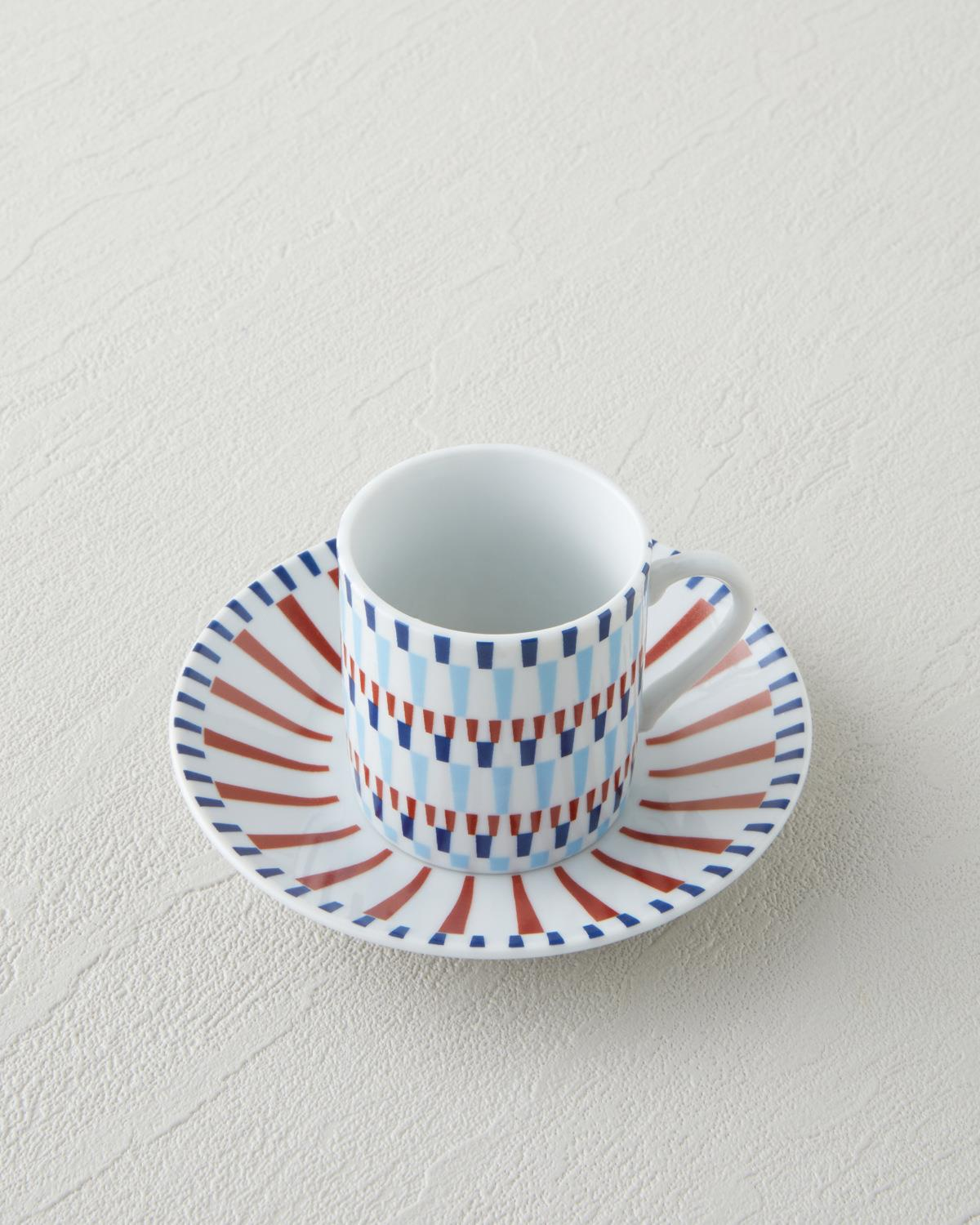 Pico Lines Porselen 12 Parça 6 Kişilik Kahve Fincan Takımı 80 ml Lacivert-Kırmızı