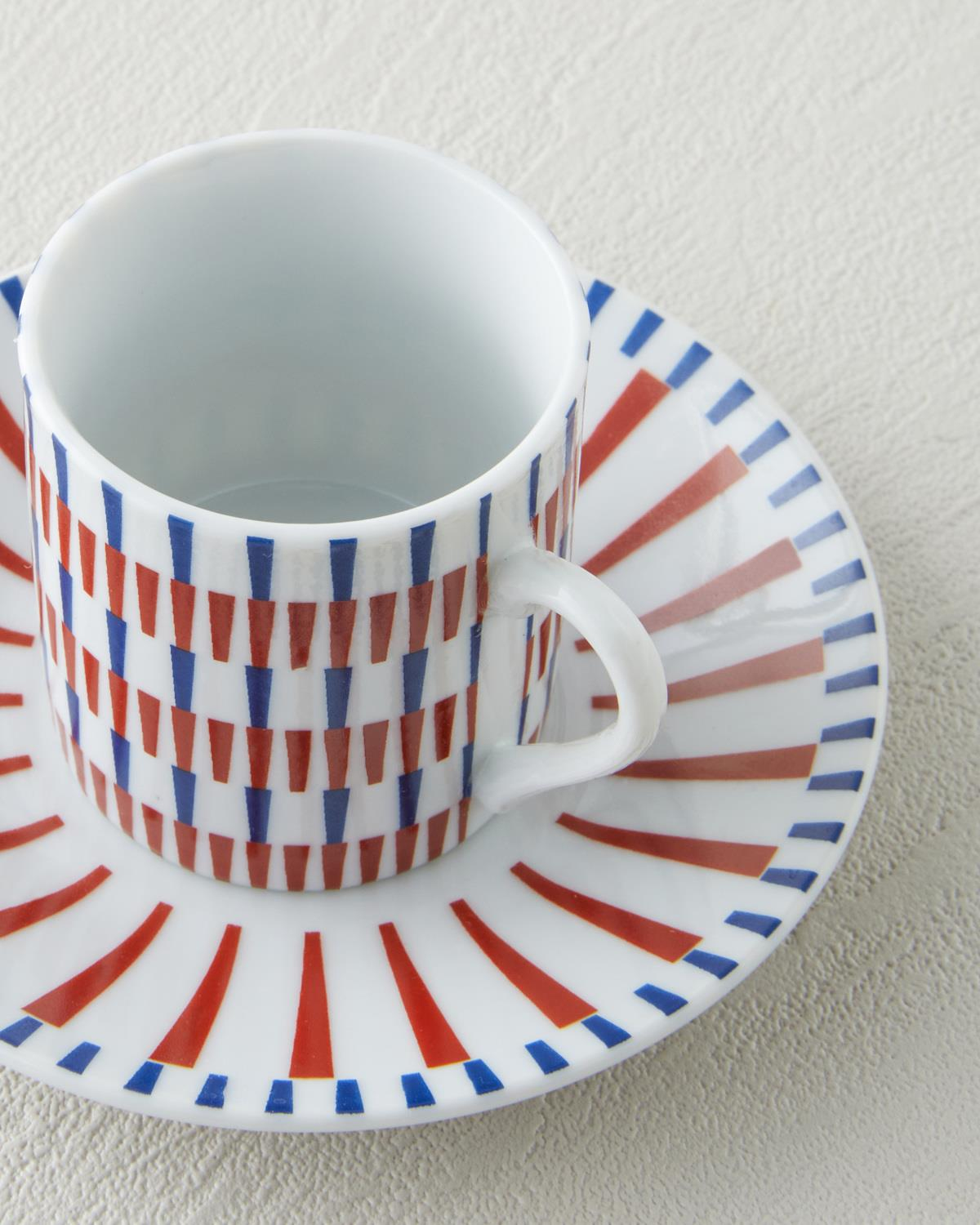 Pico Porselen 4 Parça 2 Kişilik Kahve Fincan Takımı 80 ml Lacivert-Kırmızı